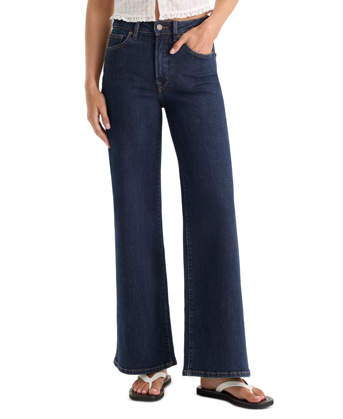 Good American Women's High-Rise Wide-Leg Ankle Jeans