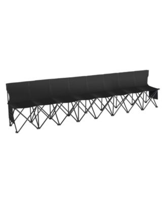 8-Seat Portable Folding Bench, Sideline Team Seating with Backrest, Side Pockets, and Carrying Bag