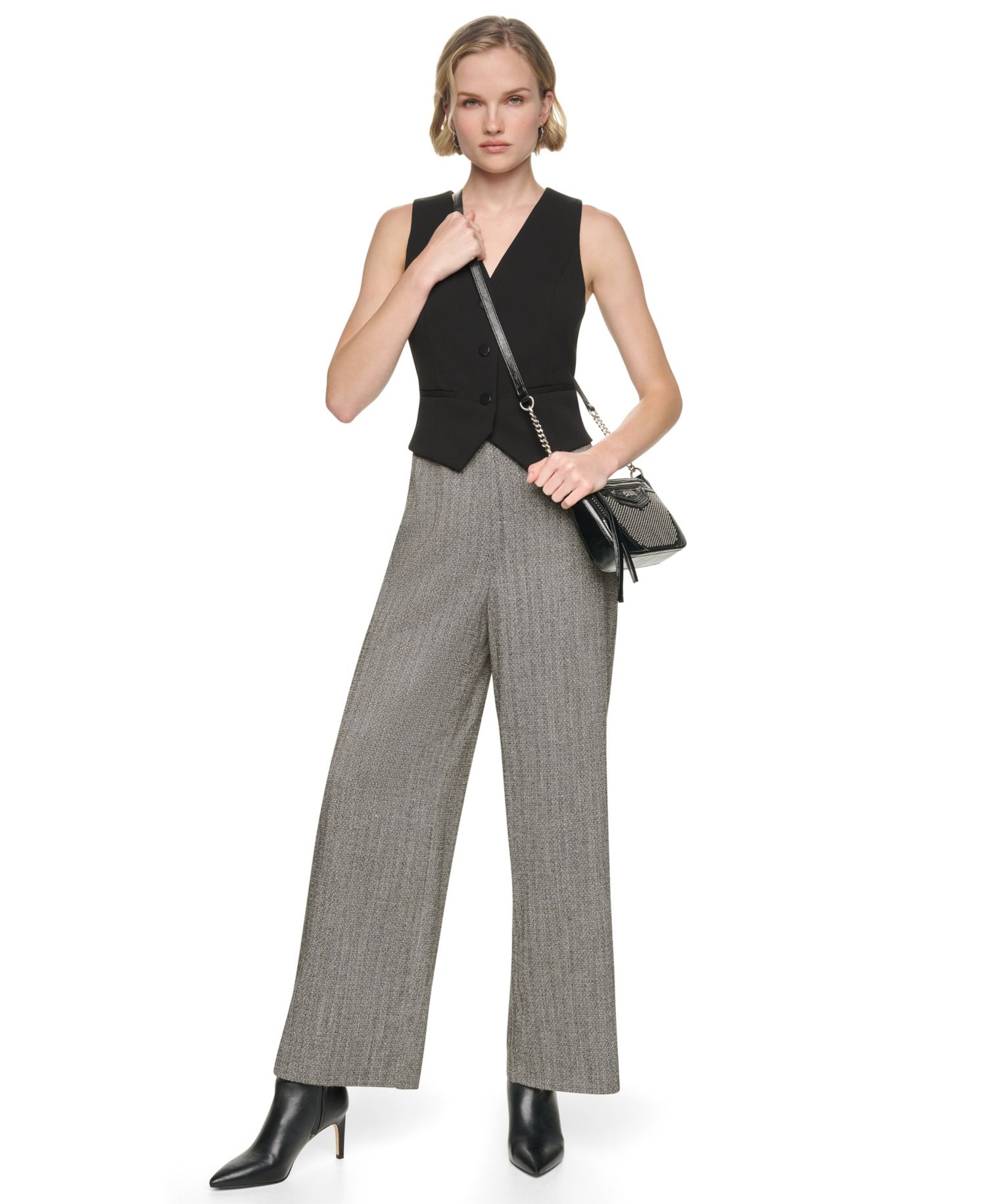 Women's Sleeveless Wide-Leg Vest Jumpsuit