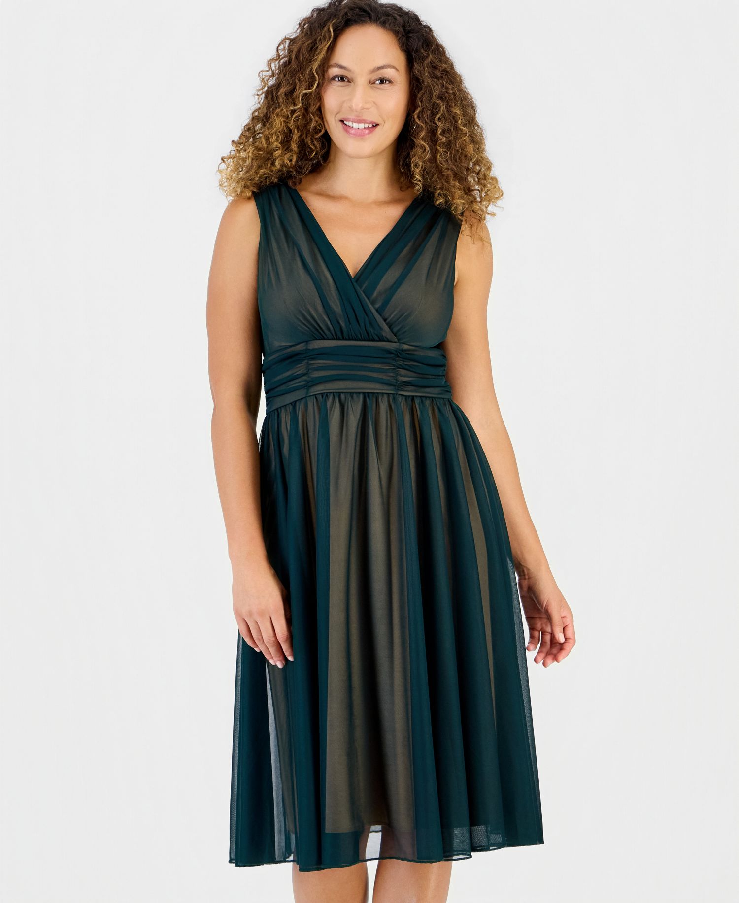 Plus Size Sleeveless Chiffon Midi Dress