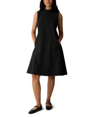 Petite Mock-Neck Sleeveless A-Line Dress