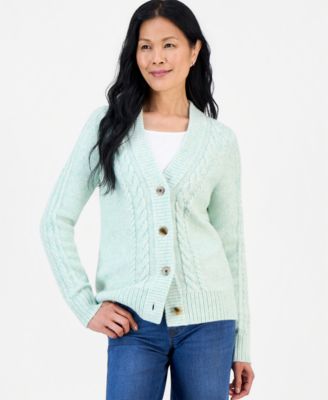 Women's Cable-Knit V-Neck Boyfriend Cardigan