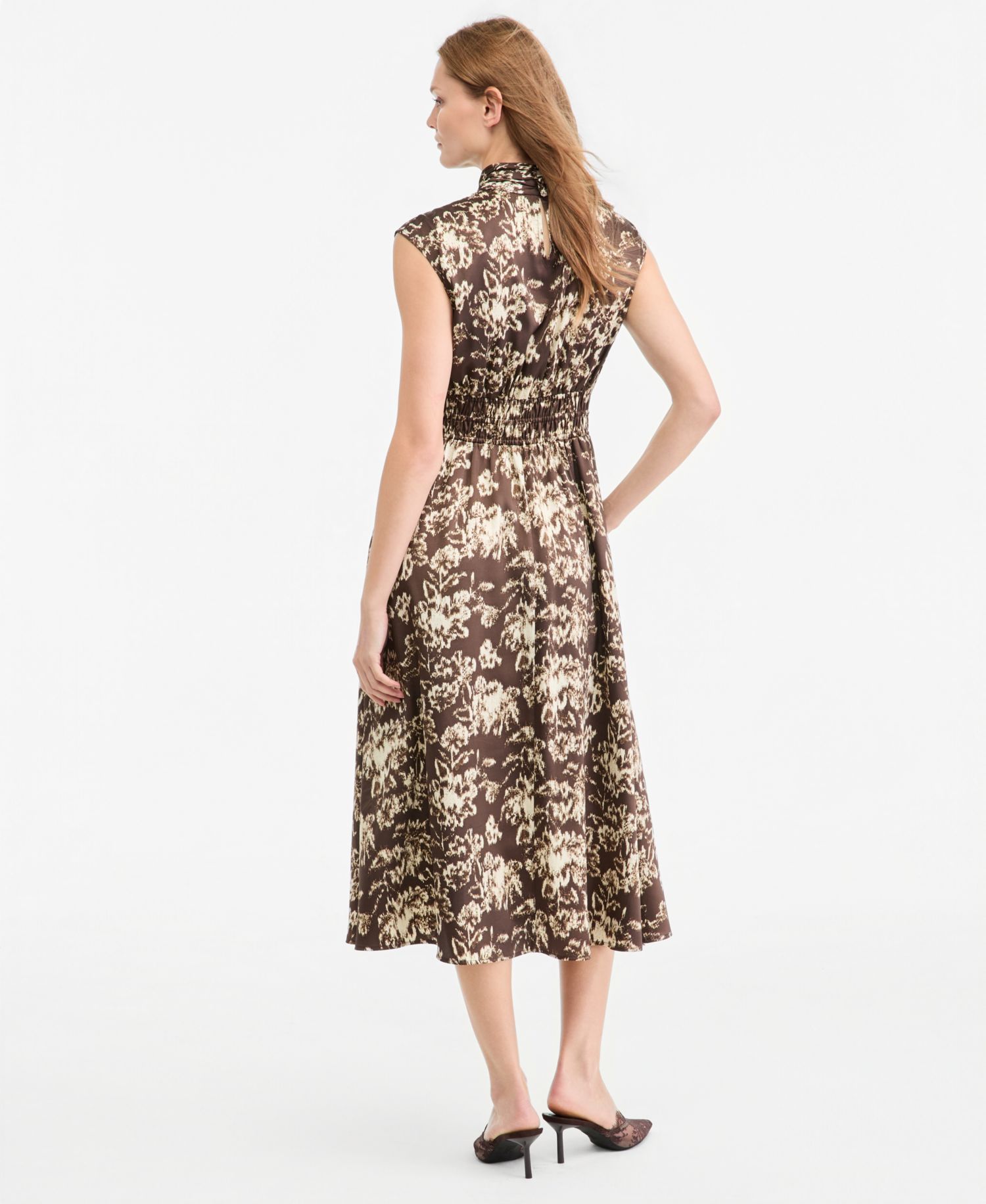 Women's Nyra Satin Midi Mock Neck Dress