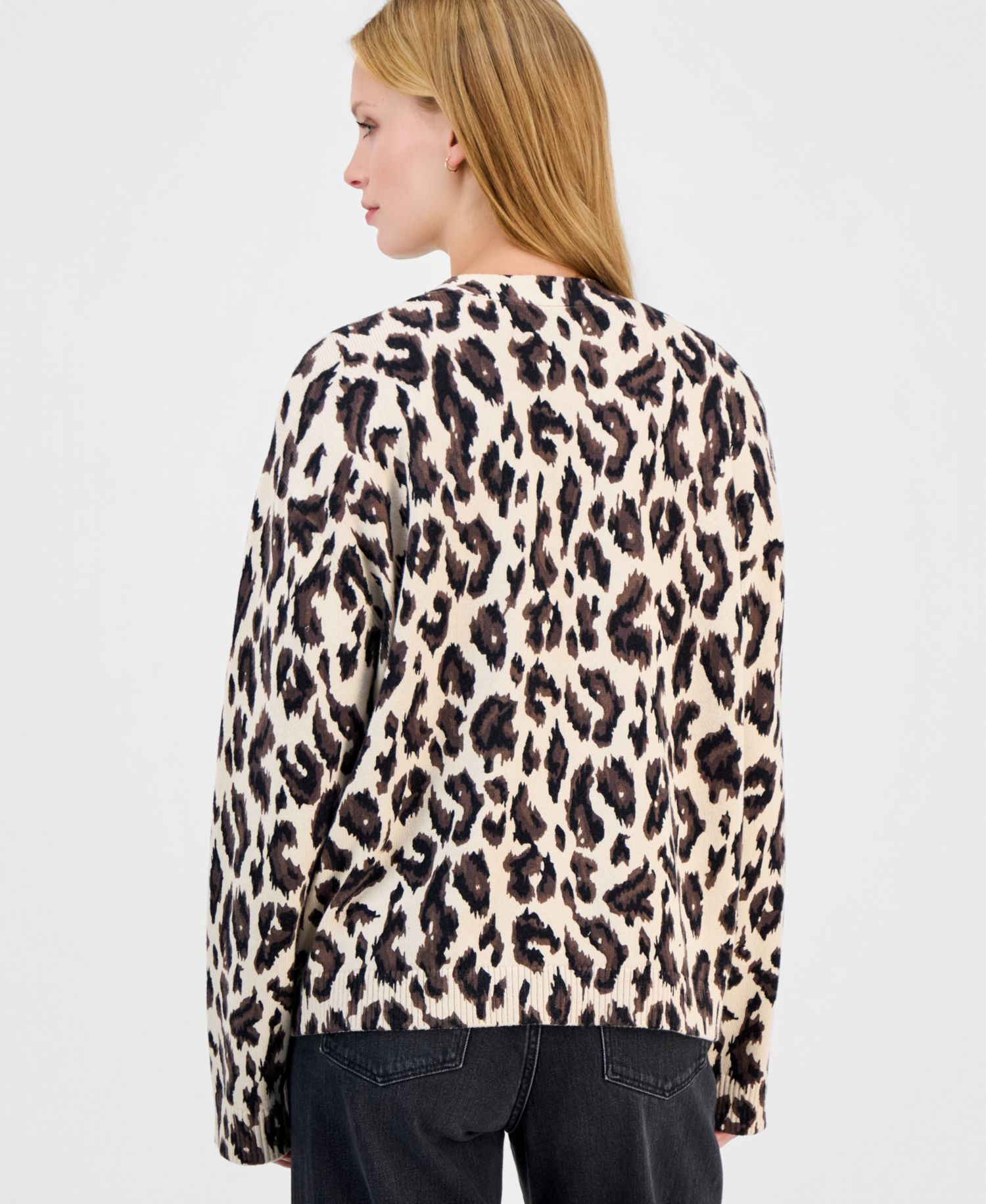 Women's Lailah Oversized Leopard-Print Long-Sleeve Cardigan