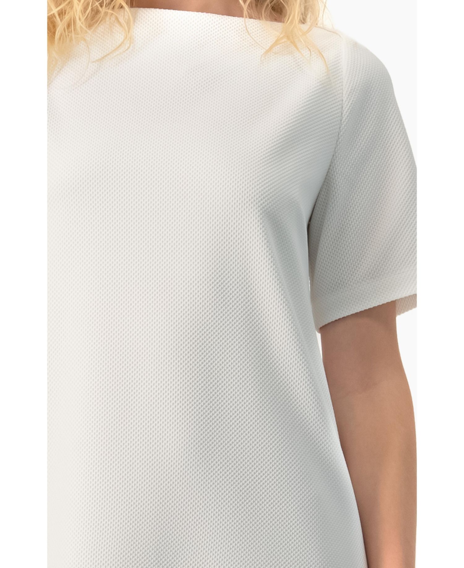 Women's Clean Boat-Neck Short-Sleeve Shift Mini Dress