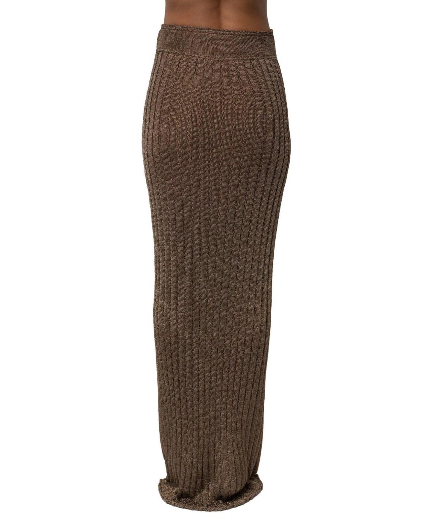 Женская юбка JLUXLABEL High-Waisted Metallic Ribbed Maxi, цвет: Бронзовый — фото 6