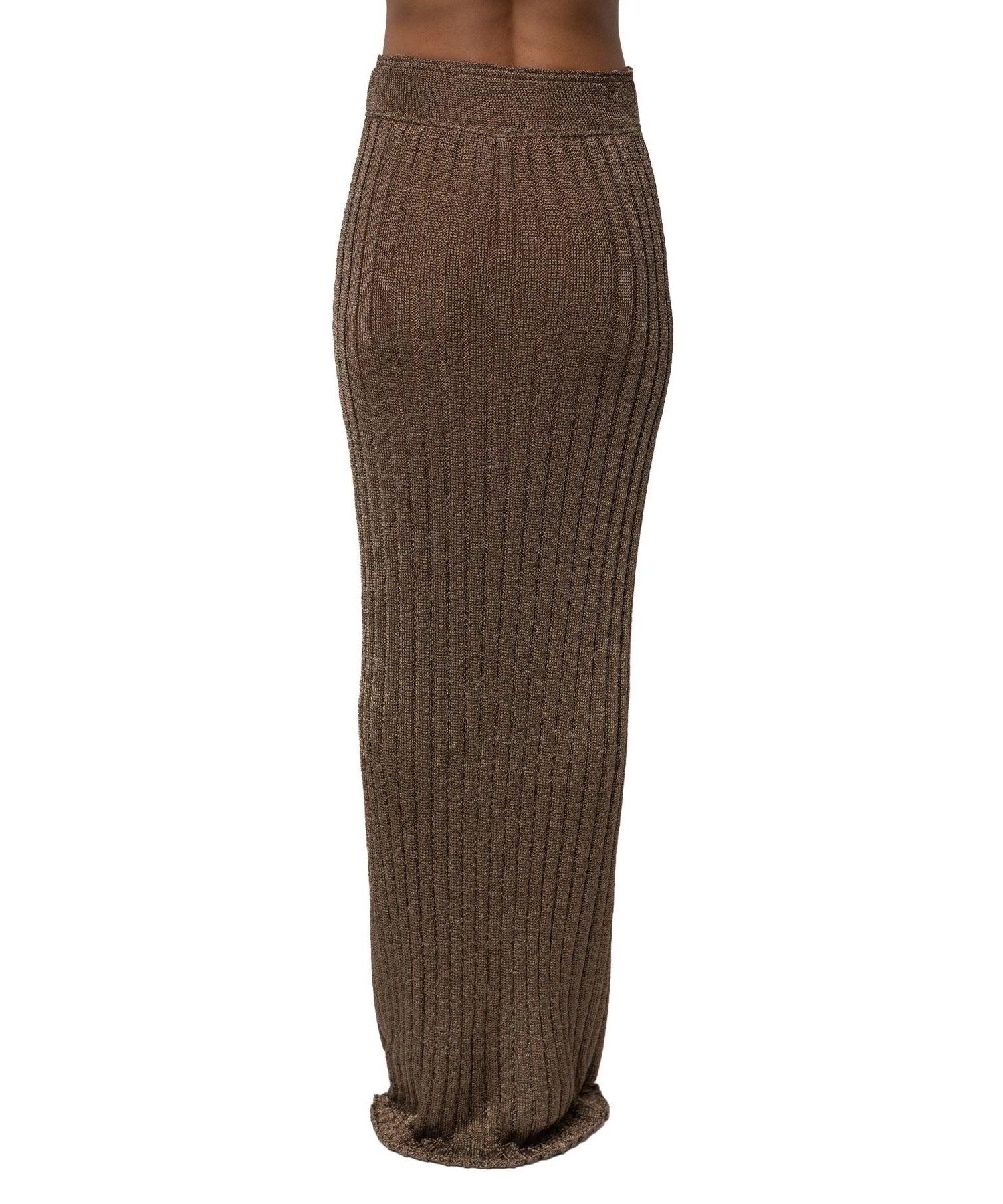 Women's High-Waisted Metallic Ribbed Maxi Skirt