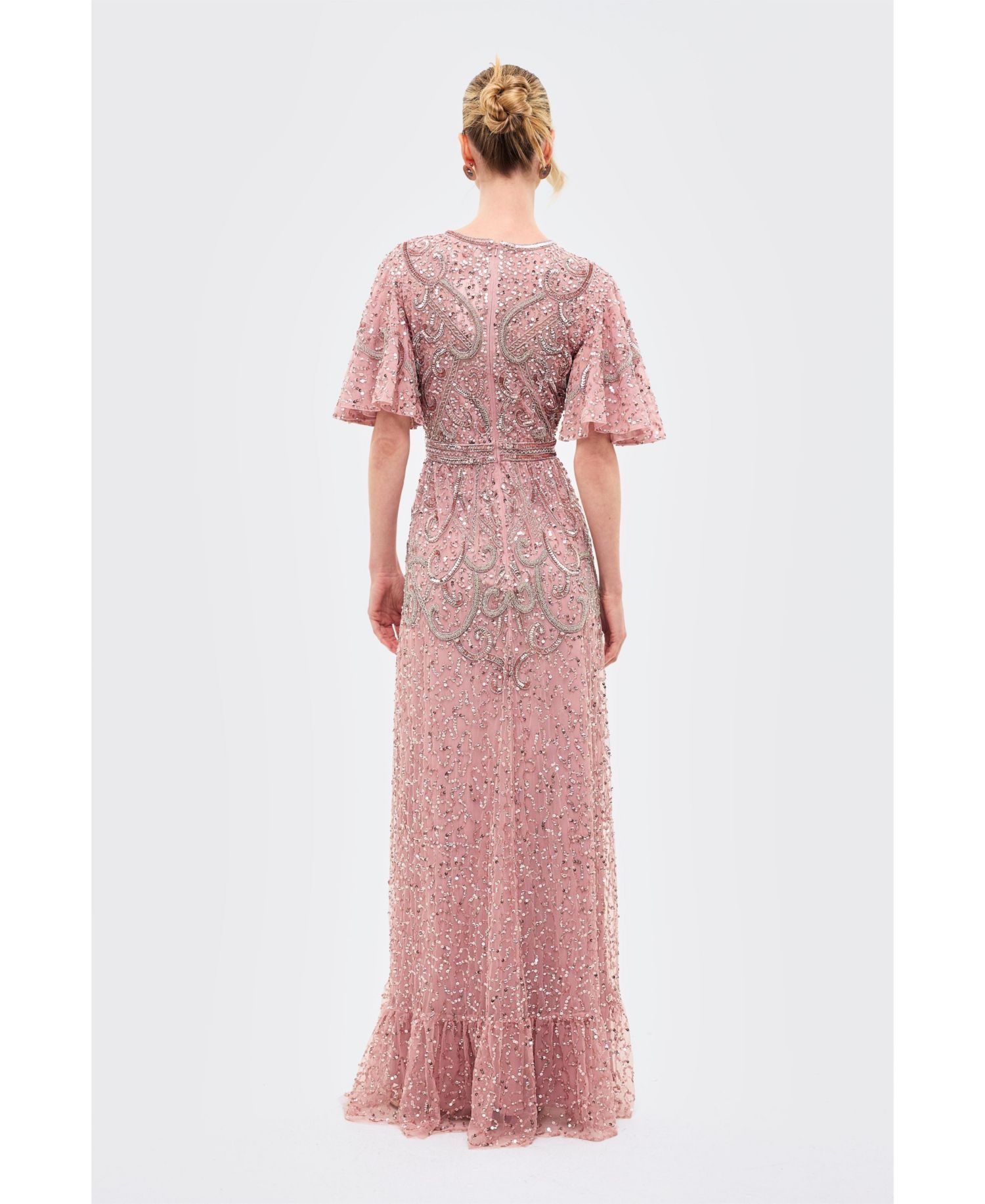 Women's Embellished Sequins Flutter Dress