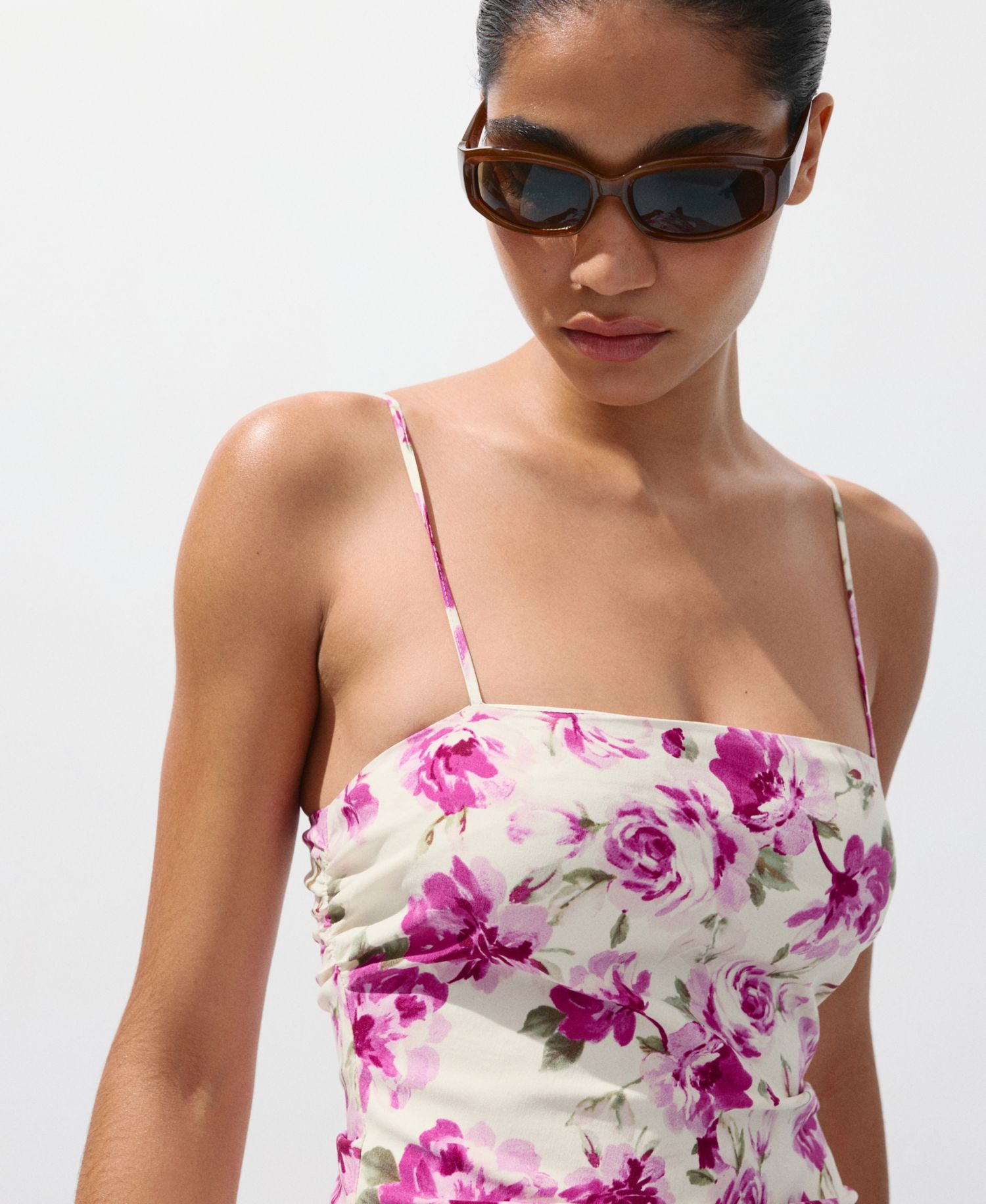 Women's Floral Ruched Mini Dress