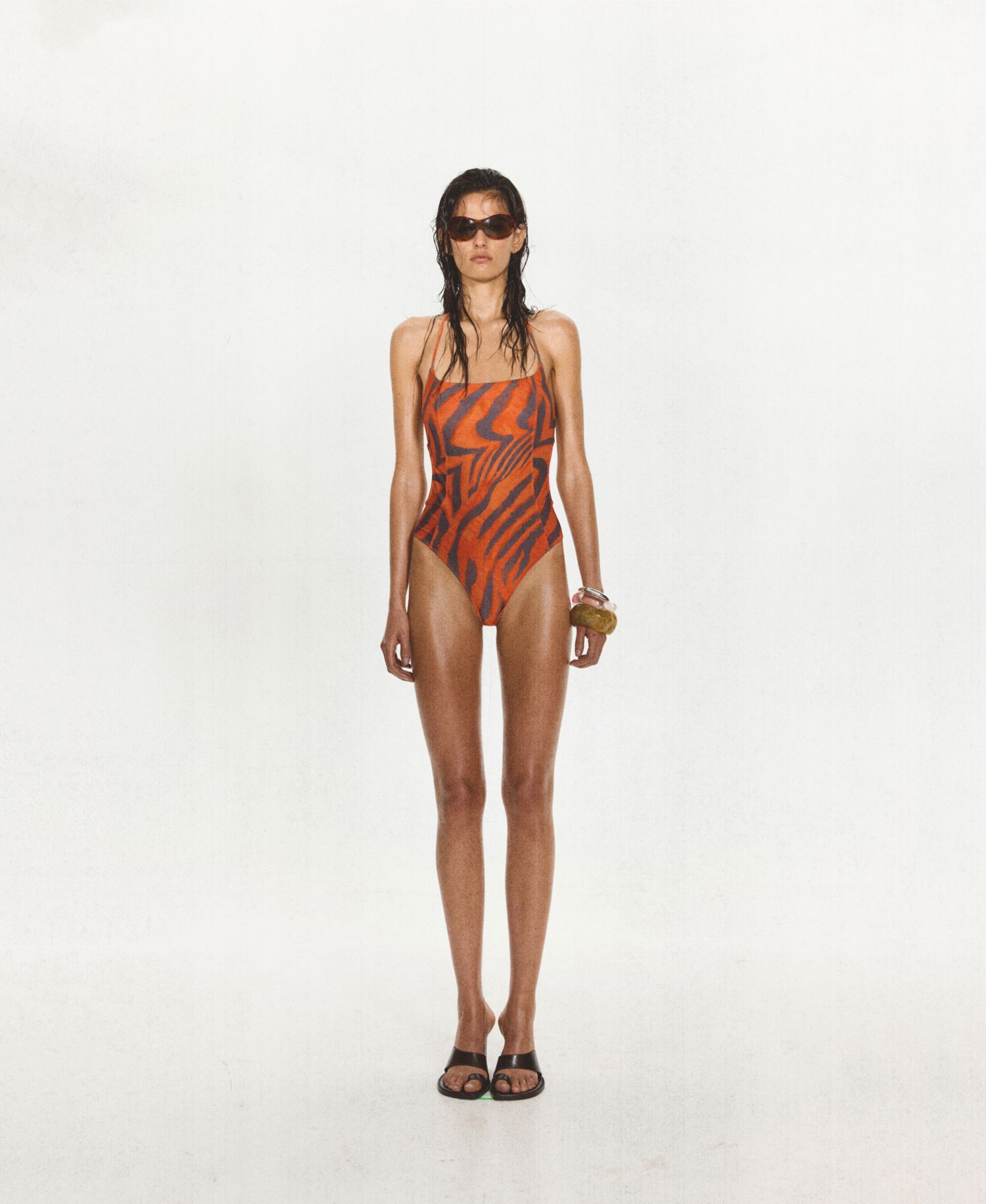 Women's Animal-Print Halter Cutout One-Piece Swimsuit