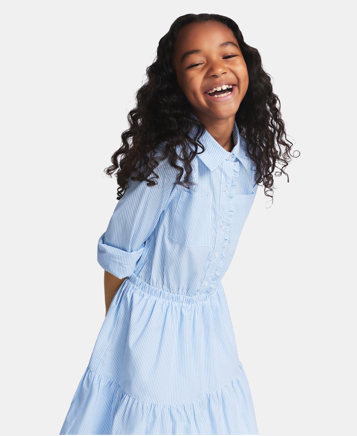 Tommy Hilfiger Girls' 7-16 Striped Long-Sleeve Shirt Dress