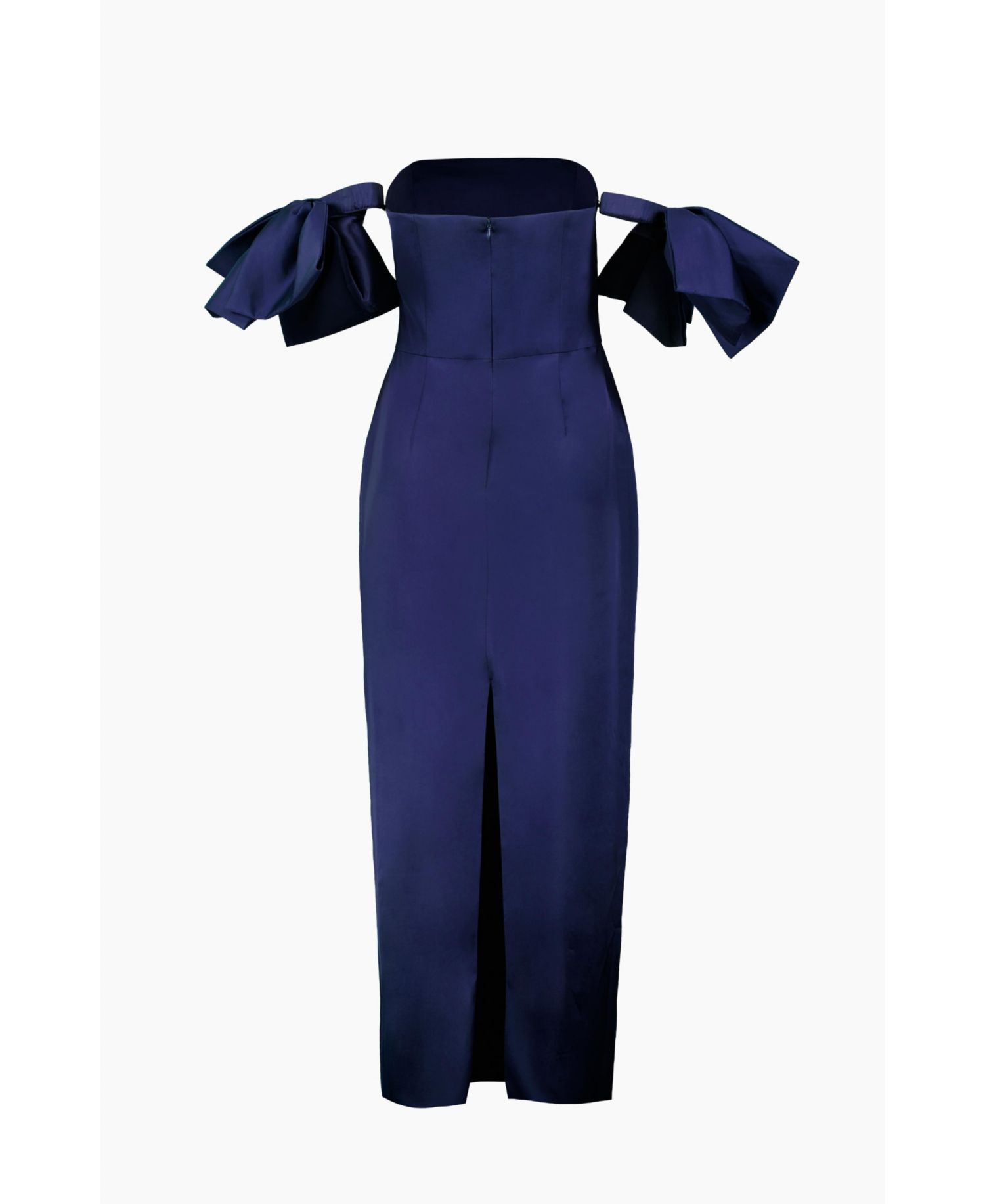 Women's Strapless Column Gown with Detachable Bow Sleeves