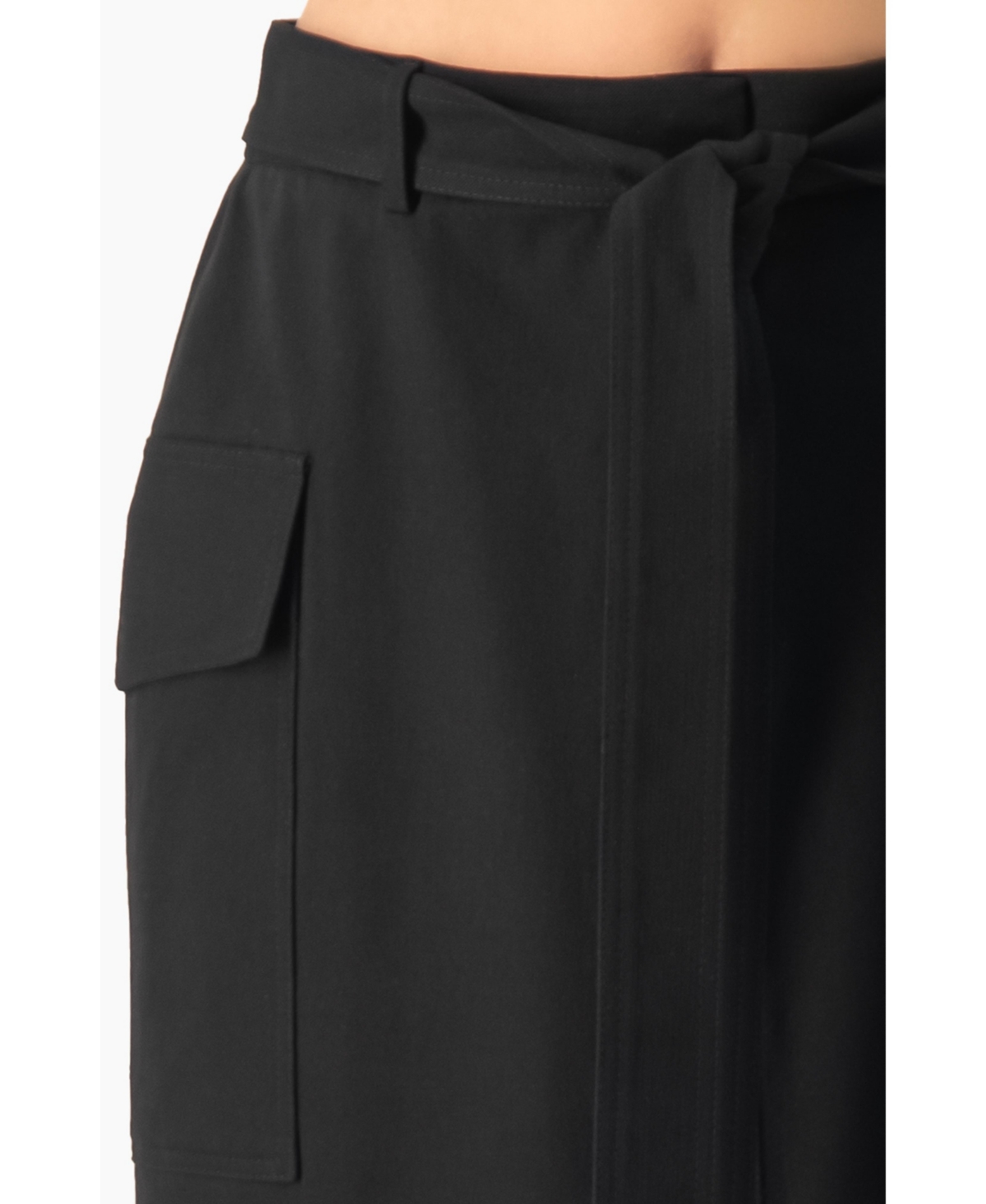 Ivonne Women's High-Waisted Belted Side-Slit Midi Skirt