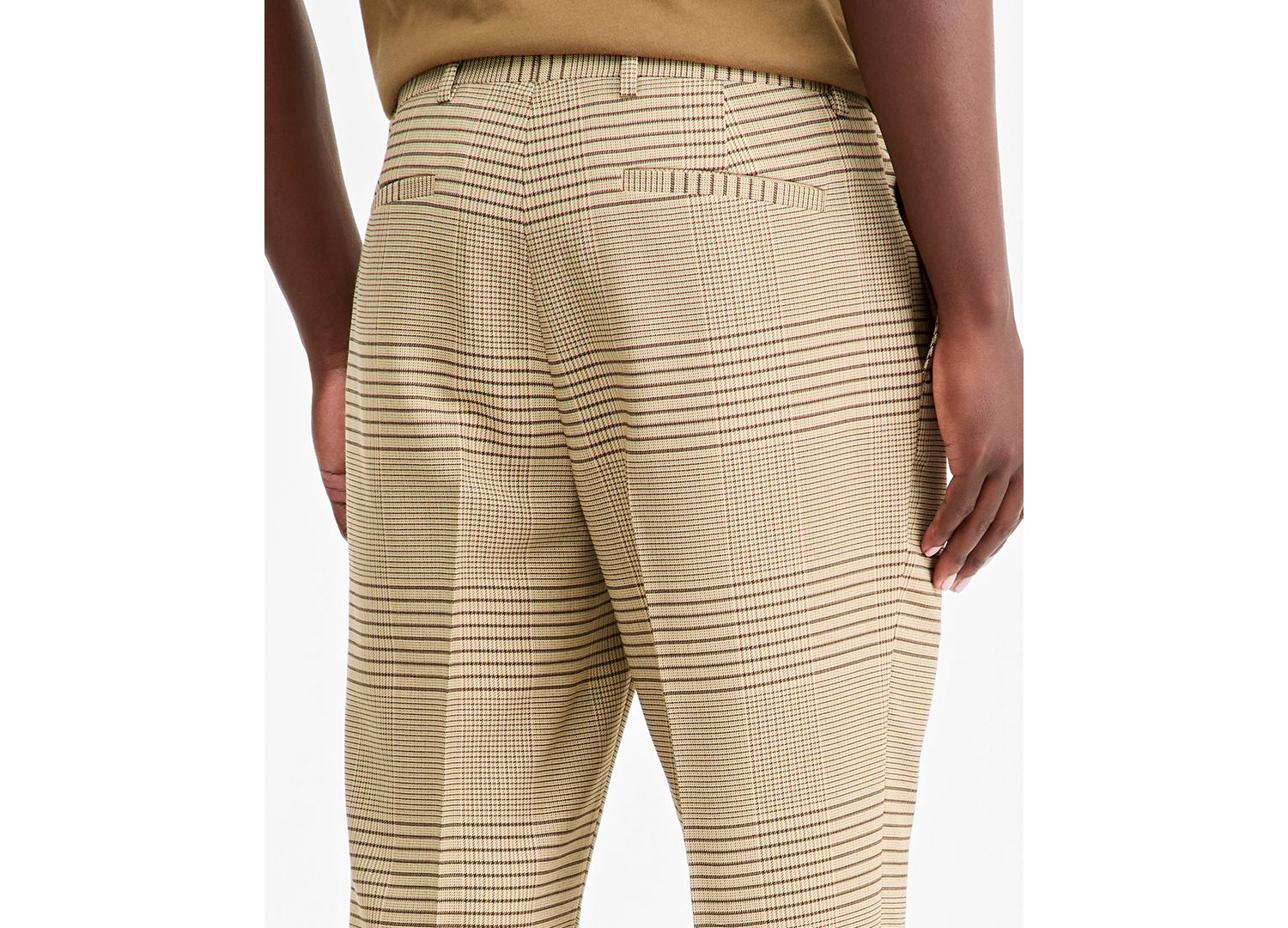 Men's Glen Plaid Relaxed-Fit Straight-Leg Stretch Trousers