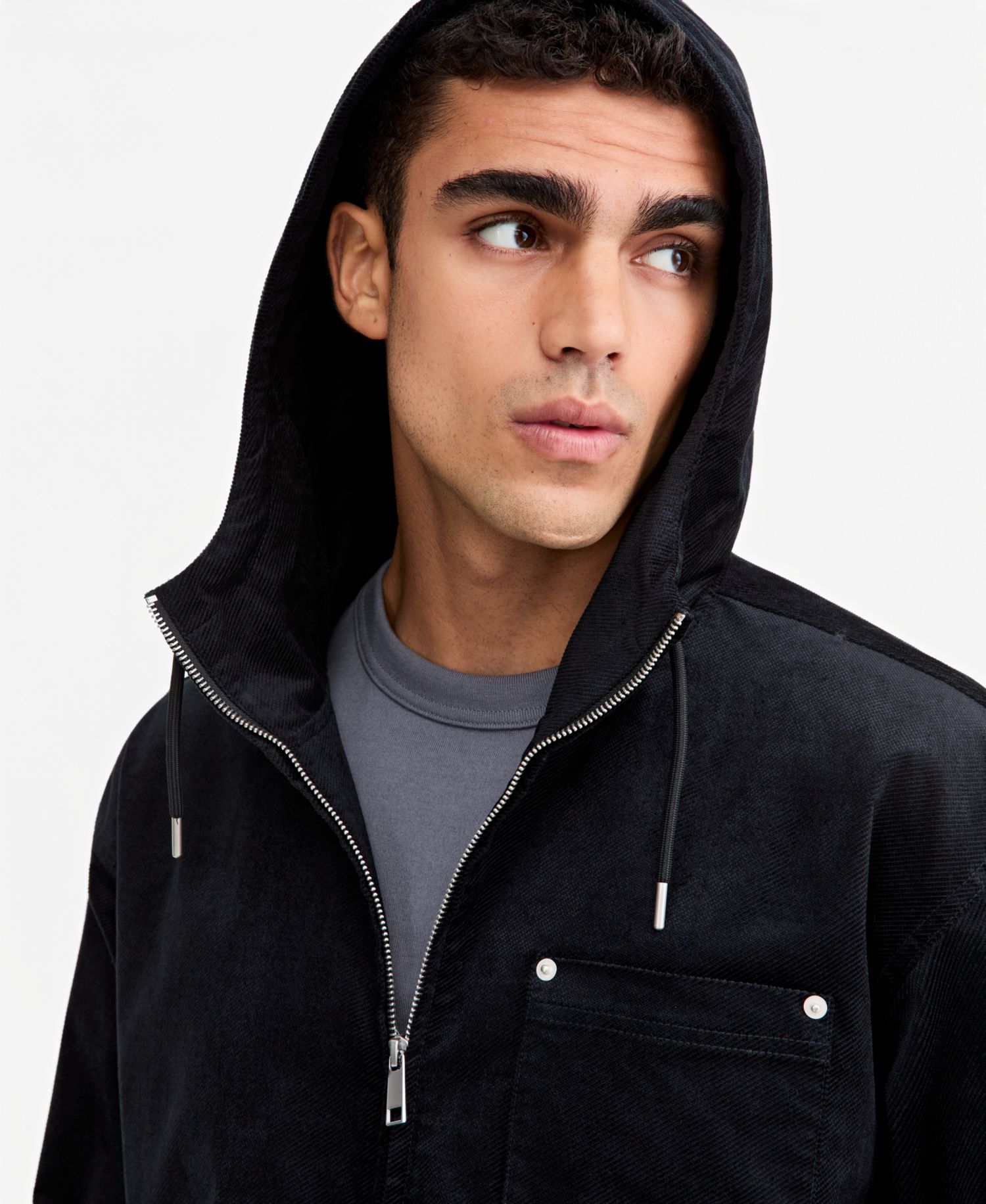 Men's Relaxed-Fit Twill Zip-Front Hoodie