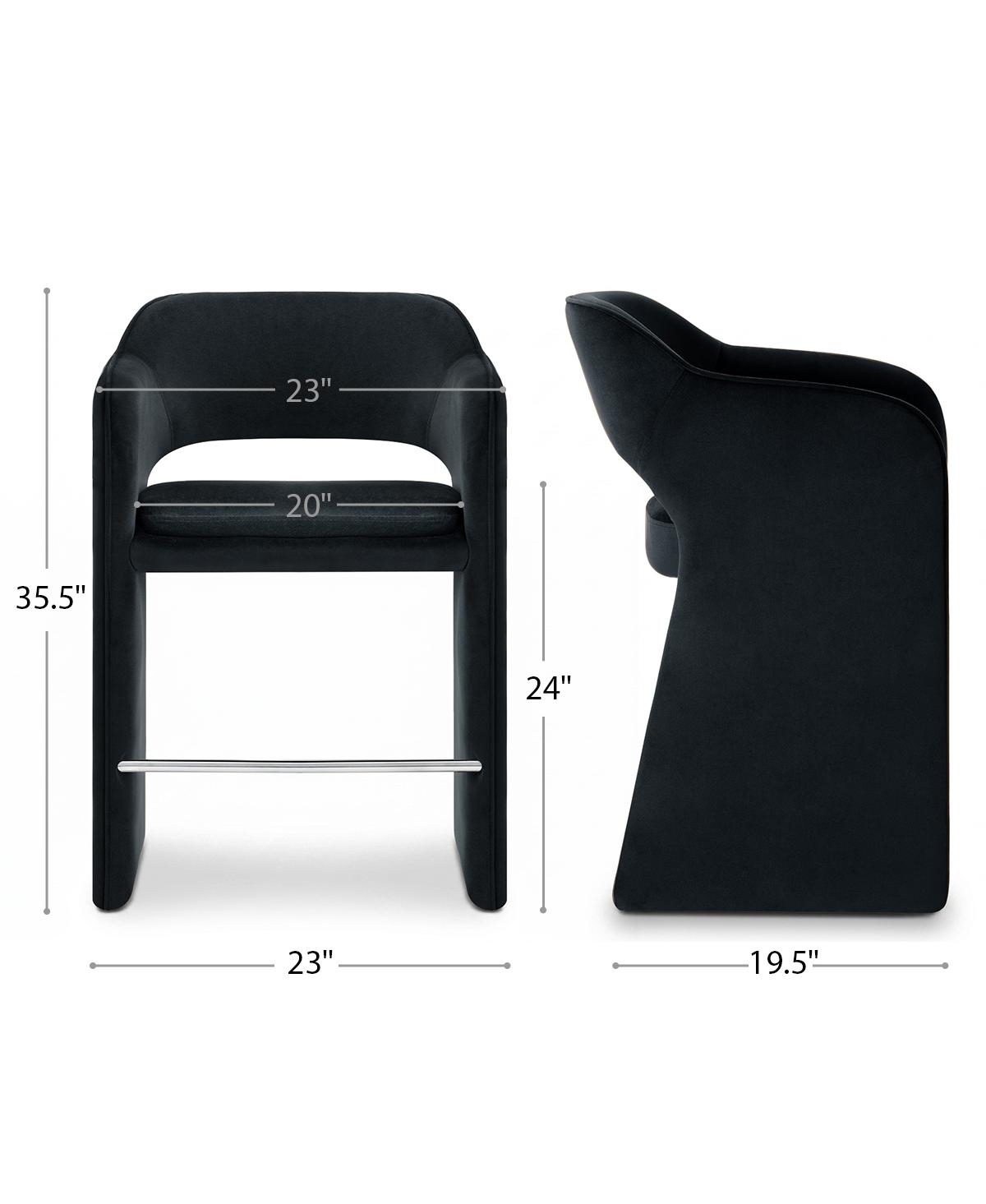 Maison Boucle Upholstered Counter Stool Set of 2 With Arms, Velvet Kitchen Island Counter-Height Bar Stools, Modern Waterfall Silhouette