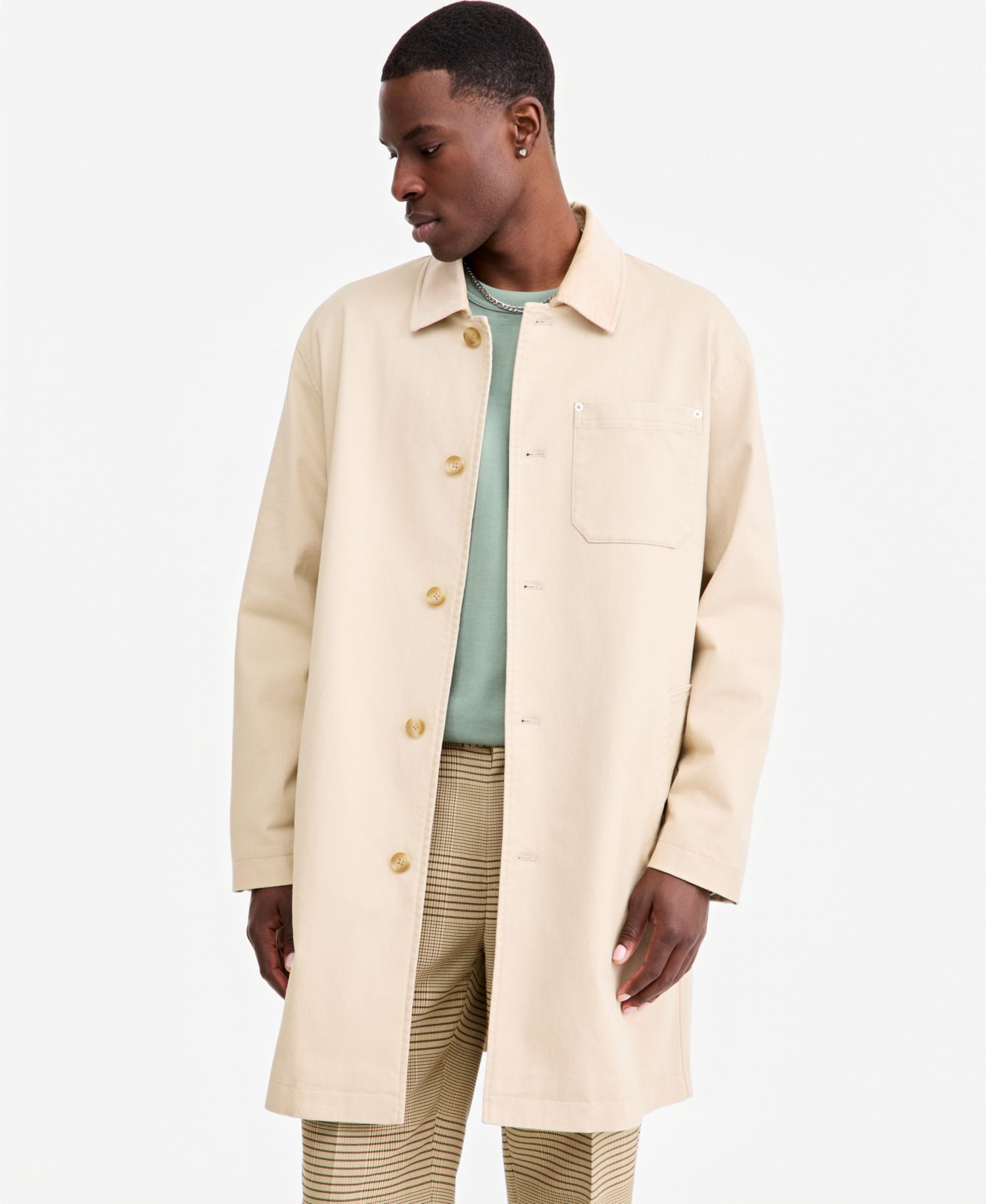 Men's Relaxed-Fit Cotton-Twill Overcoat