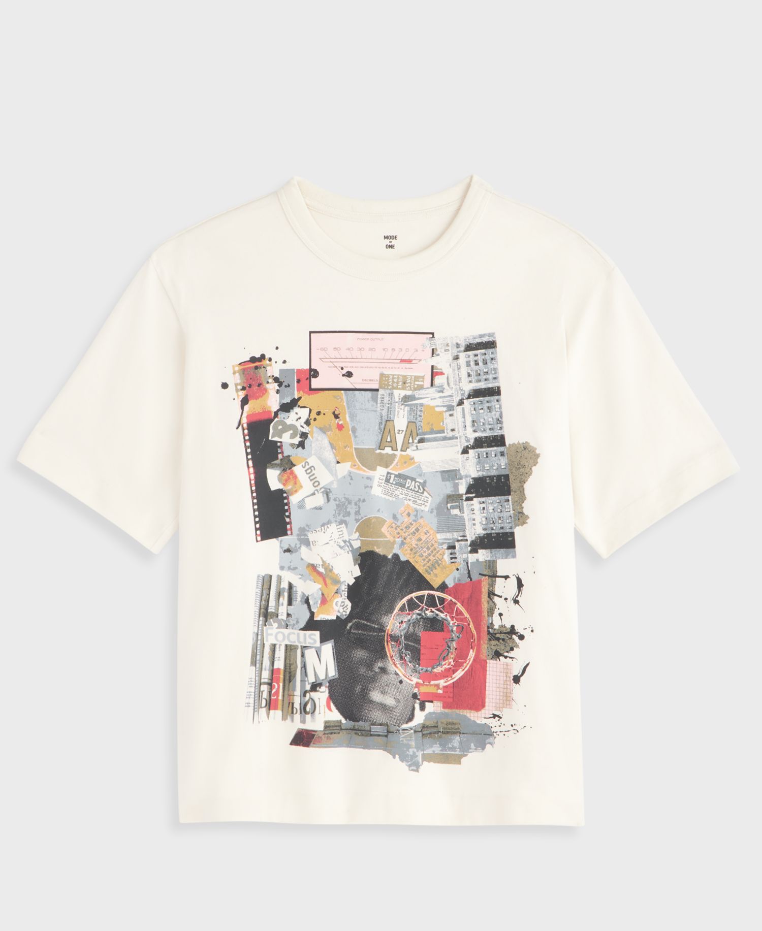 Men's Collage Graphic Relaxed-Fit Crewneck T-Shirt
