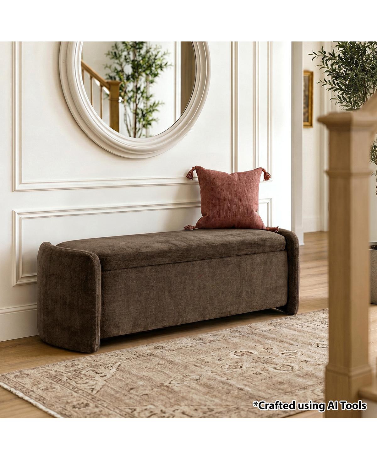 Maison Boucle 60" End-of-Bed Storage Bench With Lift-Top, Chenille Upholstered Ottoman Bench, Modern Entryway Seat for Bedroom or Living Room