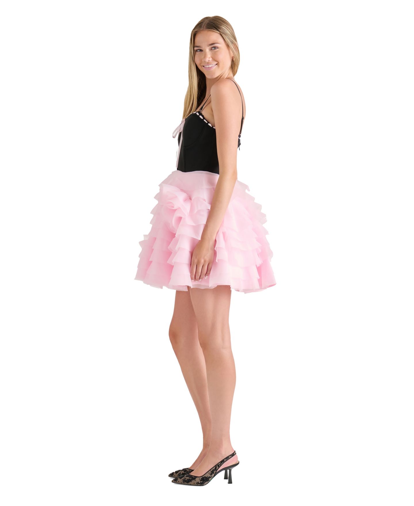 Женское платье Betsey Johnson Juniors' Sweetheart Tiered Mini, цвет: Чёрный розовый — фото 2