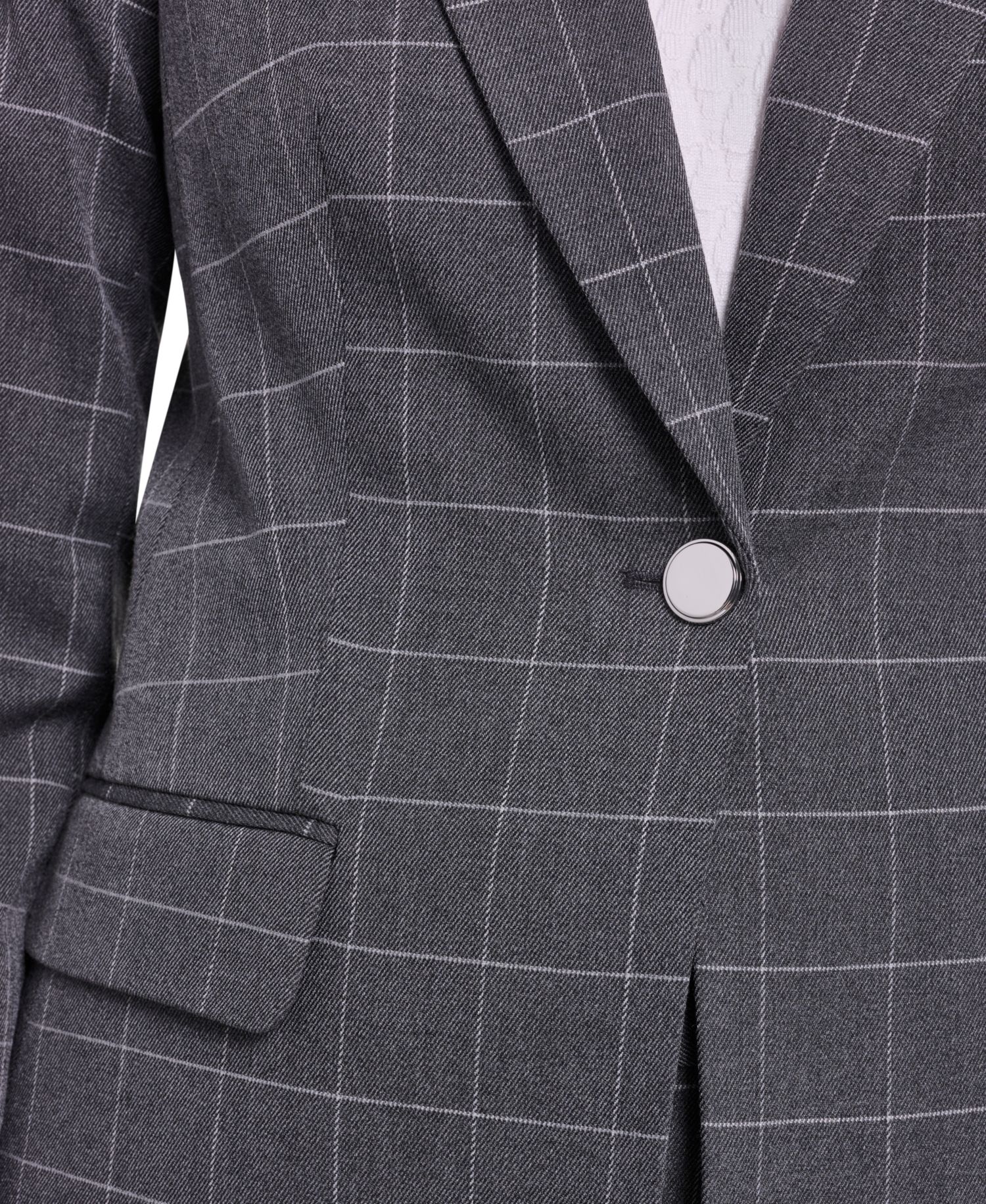 Women's Plaid Long-Sleeve One-Button Notch Lapel Blazer