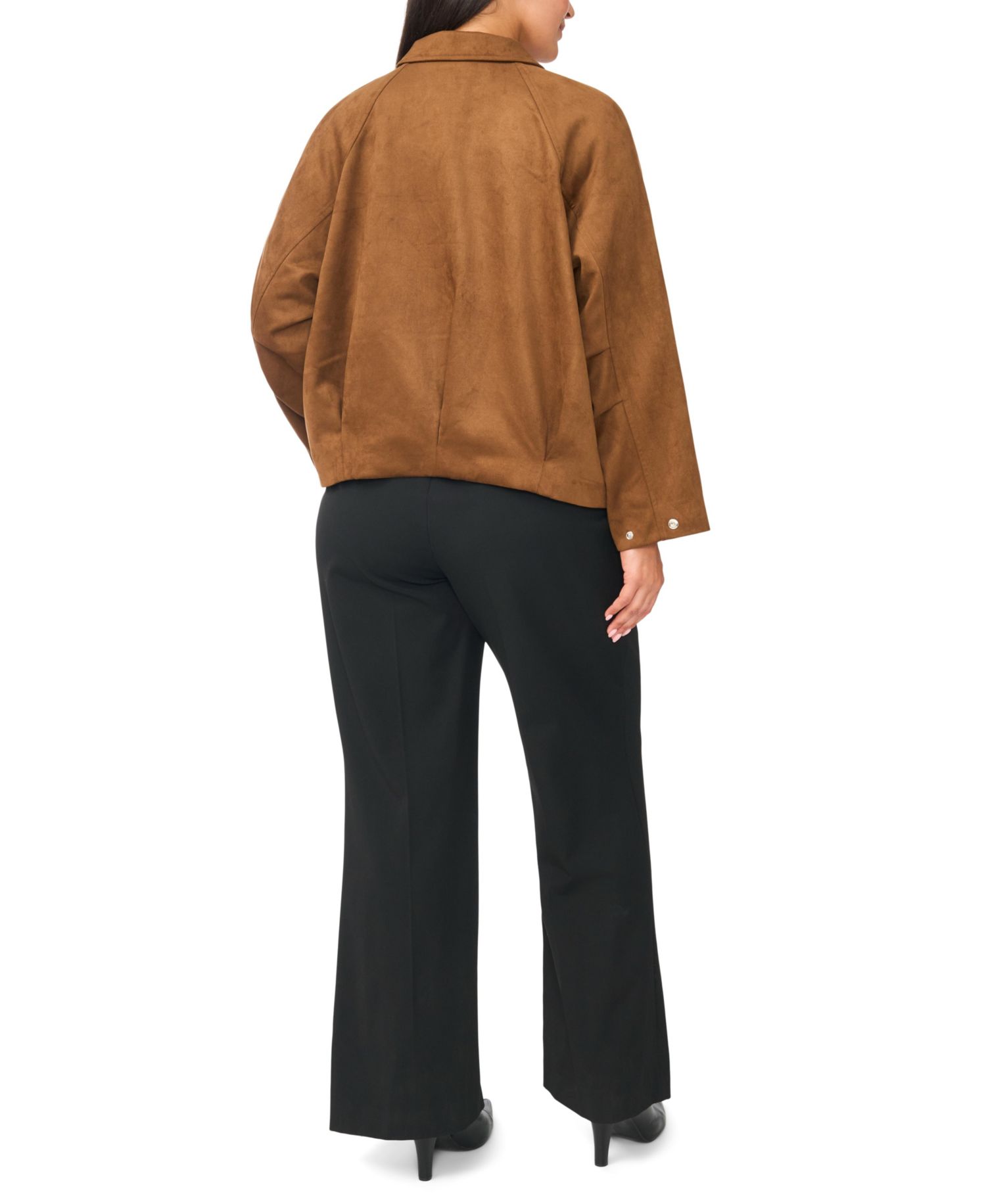 Plus Size Raglan-Sleeve Faux-Suede Work Jacket