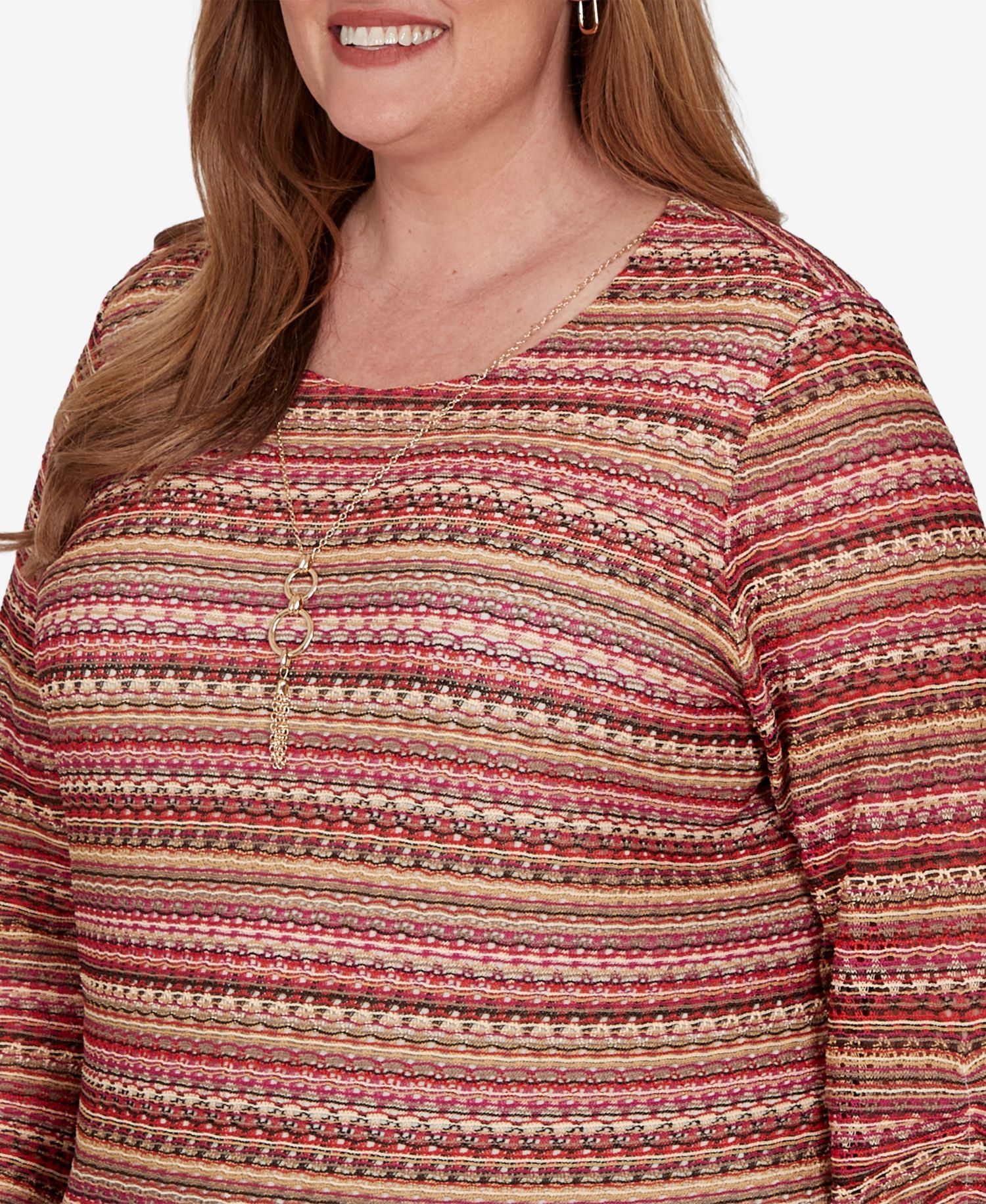 Plus Size Union Square 3/4-Sleeve Striped T-Shirt