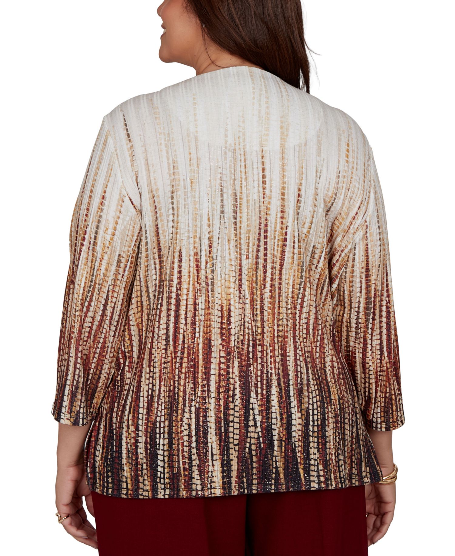 Plus Size Union Square Textured-Ombre 3/4 Sleeve Blouse