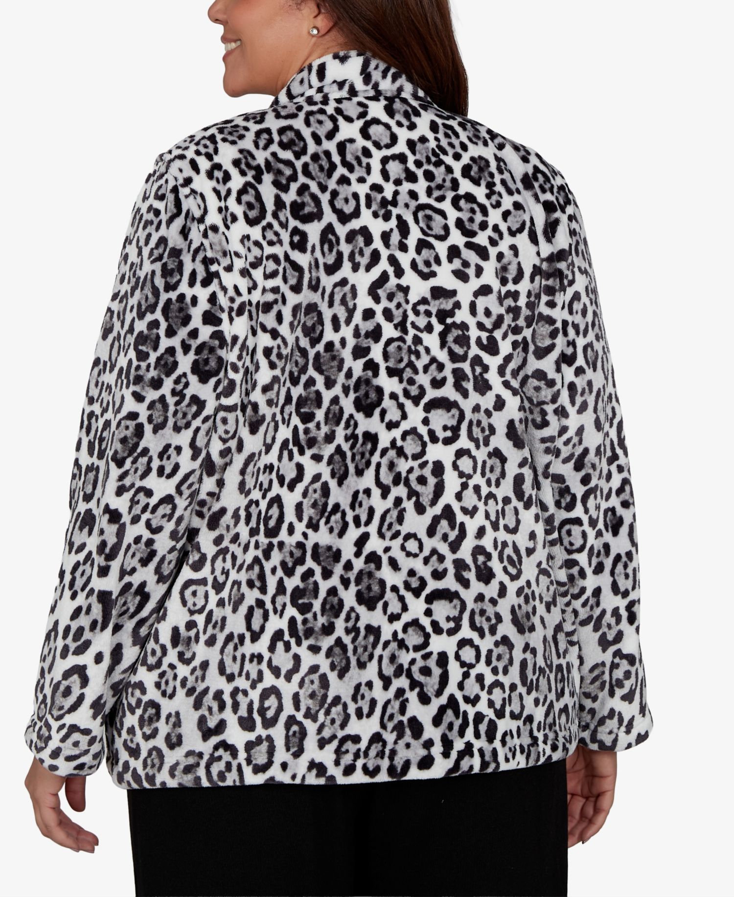 Plus Size Animal-Print Knit Jacket