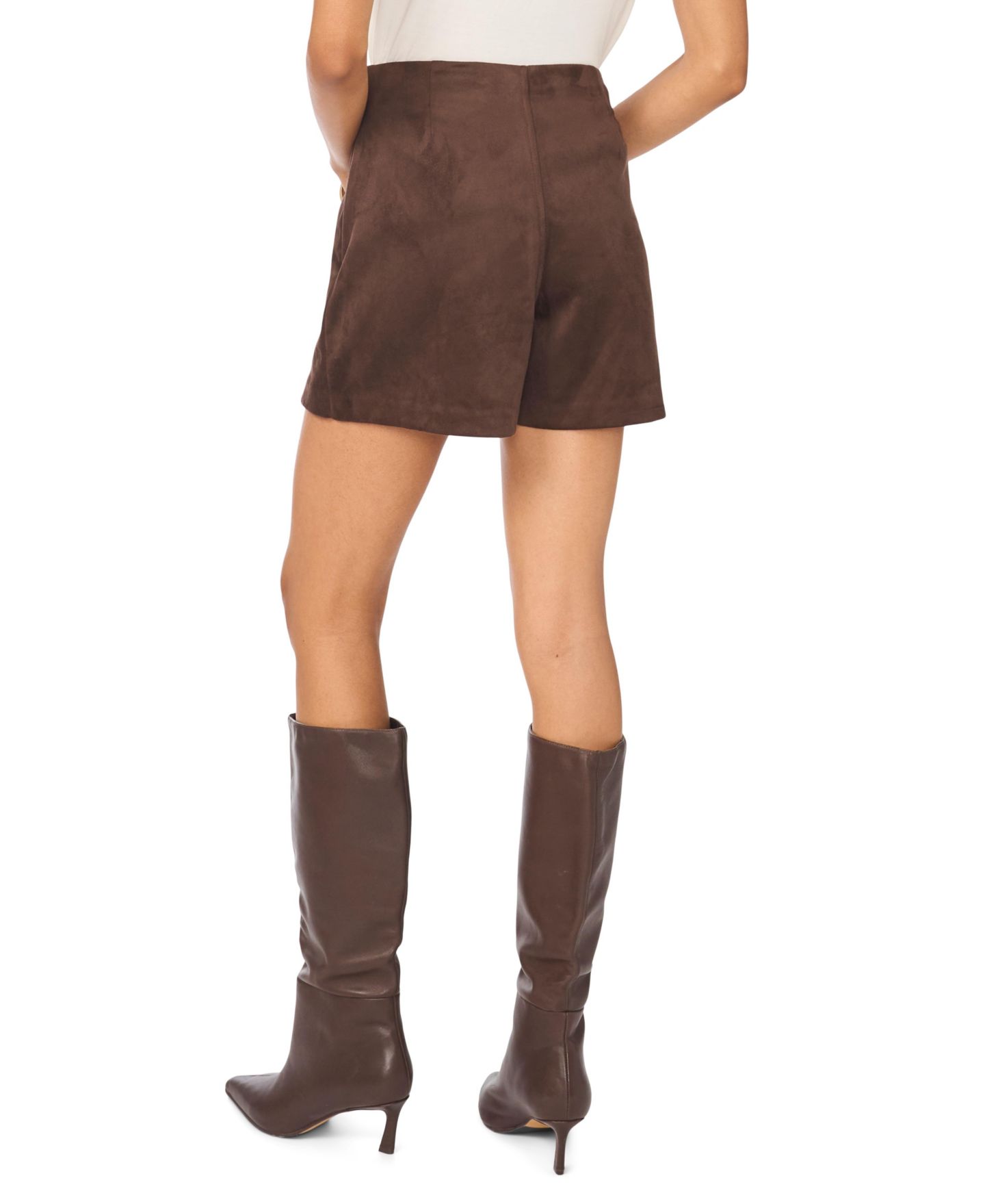 Женская юбка-шорты Vince Camuto Faux-Suede Mini Side-Zip Skort, цвет: Тёмно-коричневый — фото 4