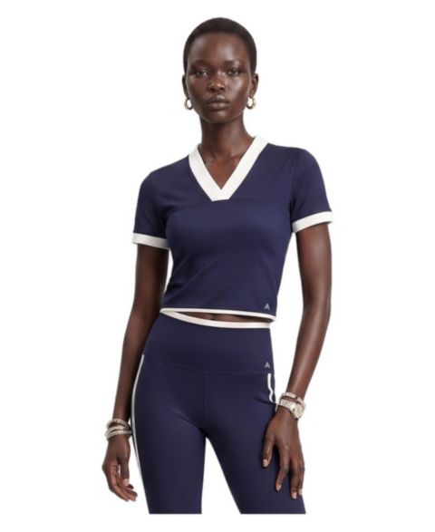 Женская футболка Alpenhaus Risset Cropped V-Neck Short-Sleeve, цвет: Тёмно-синий