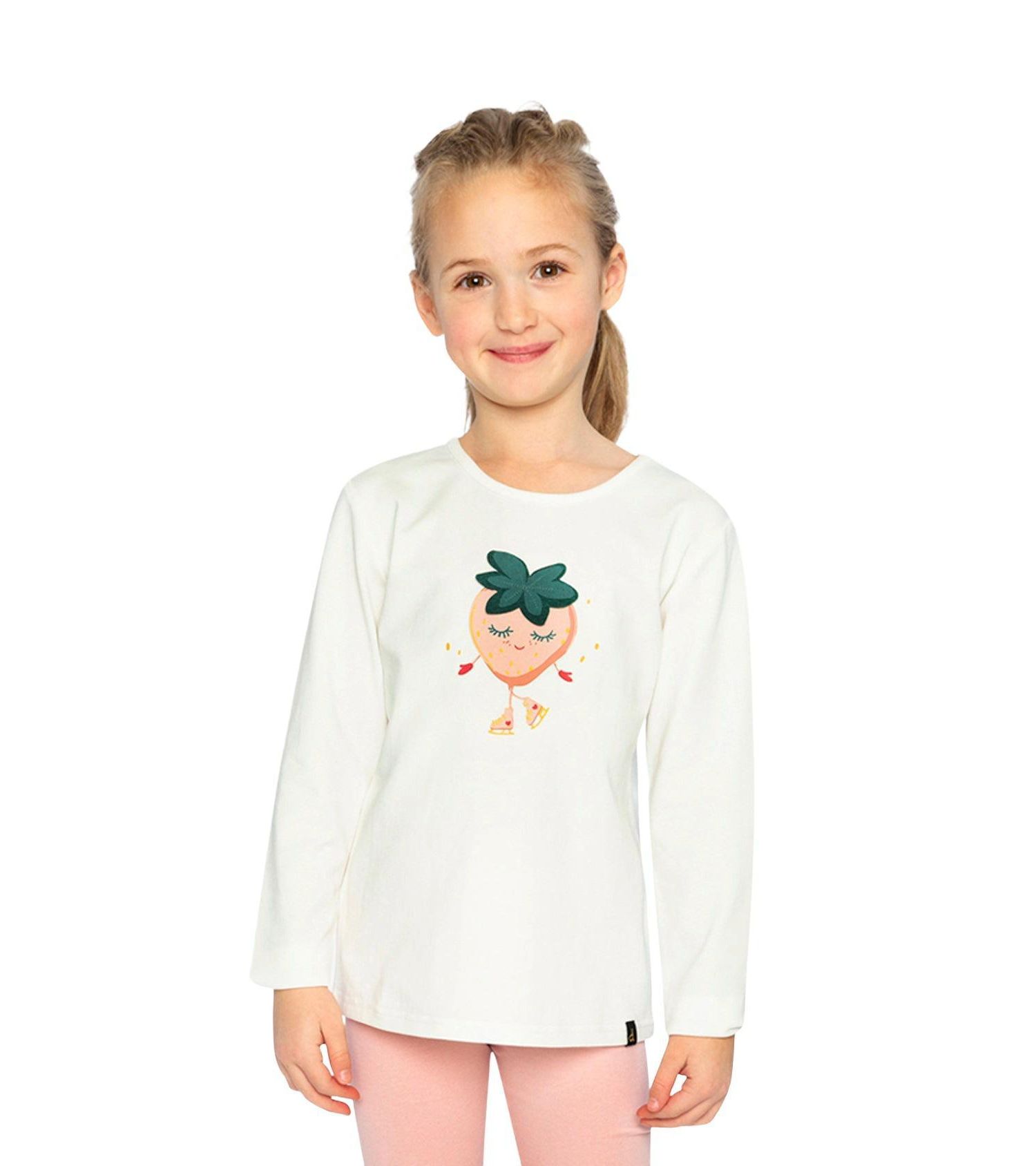 Little Girls Long Sleeve Organic Cotton Strawberry T-Shirt