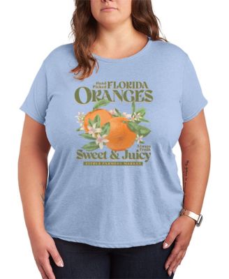Plus Size Florida Oranges Graphic Crewneck Cotton-Blend T-Shirt
