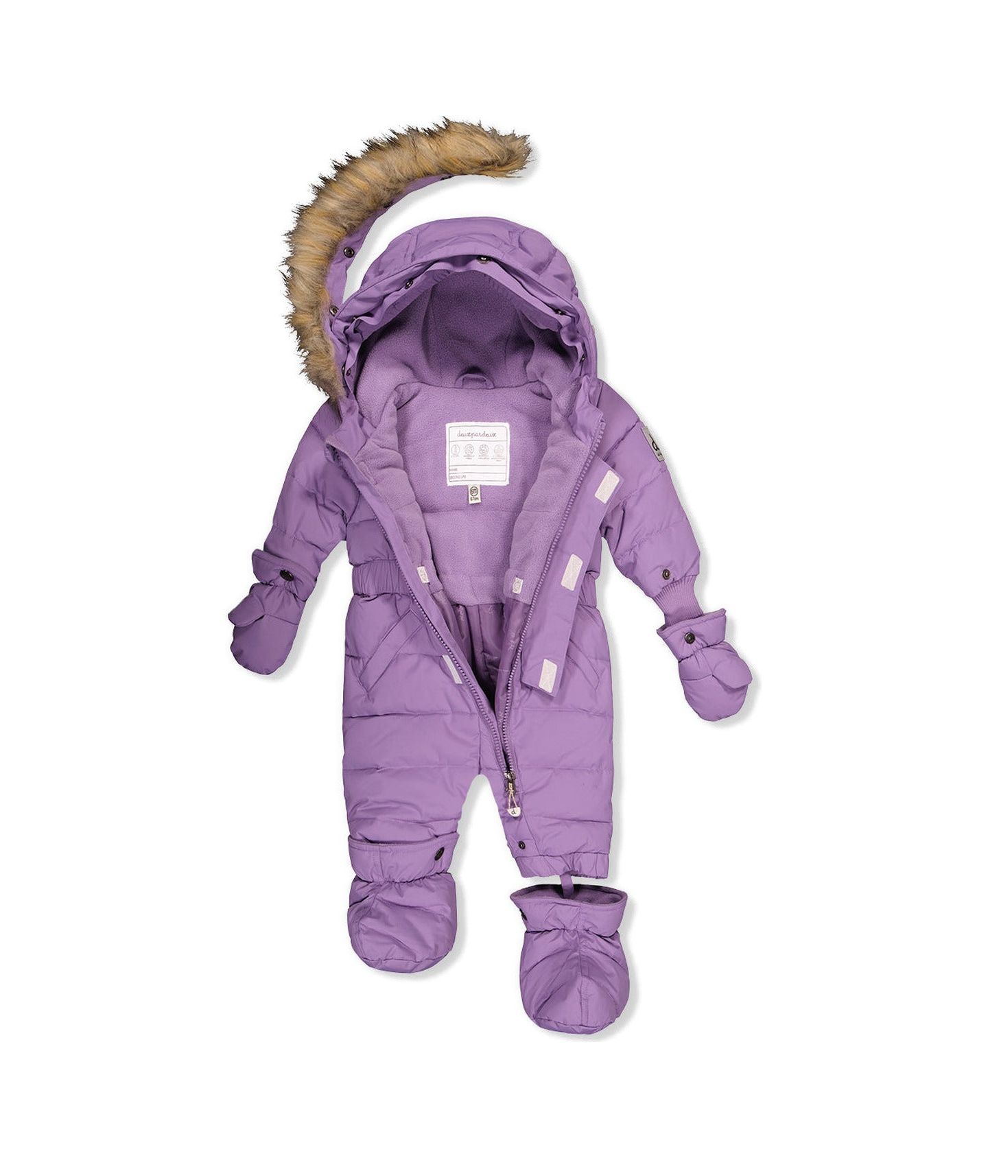Комбинезон Deux par Deux 6M TO 24M Original One Piece Puffy Snowsuit with Removable Mittens and Boots для девочек-малышей, цвет: Фиолетовый — фото 10