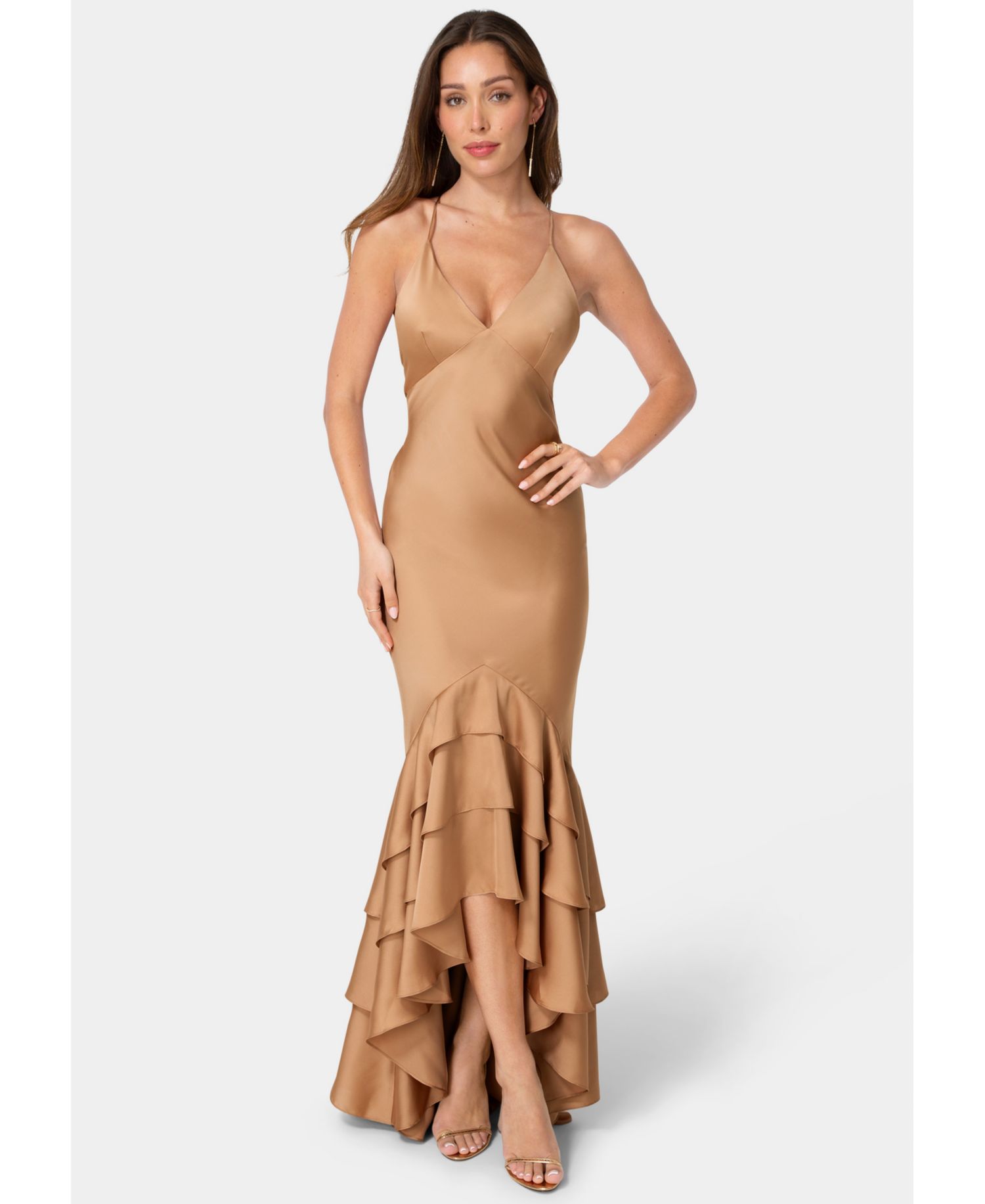 Women's High-Low Tiered V-Neck Gown