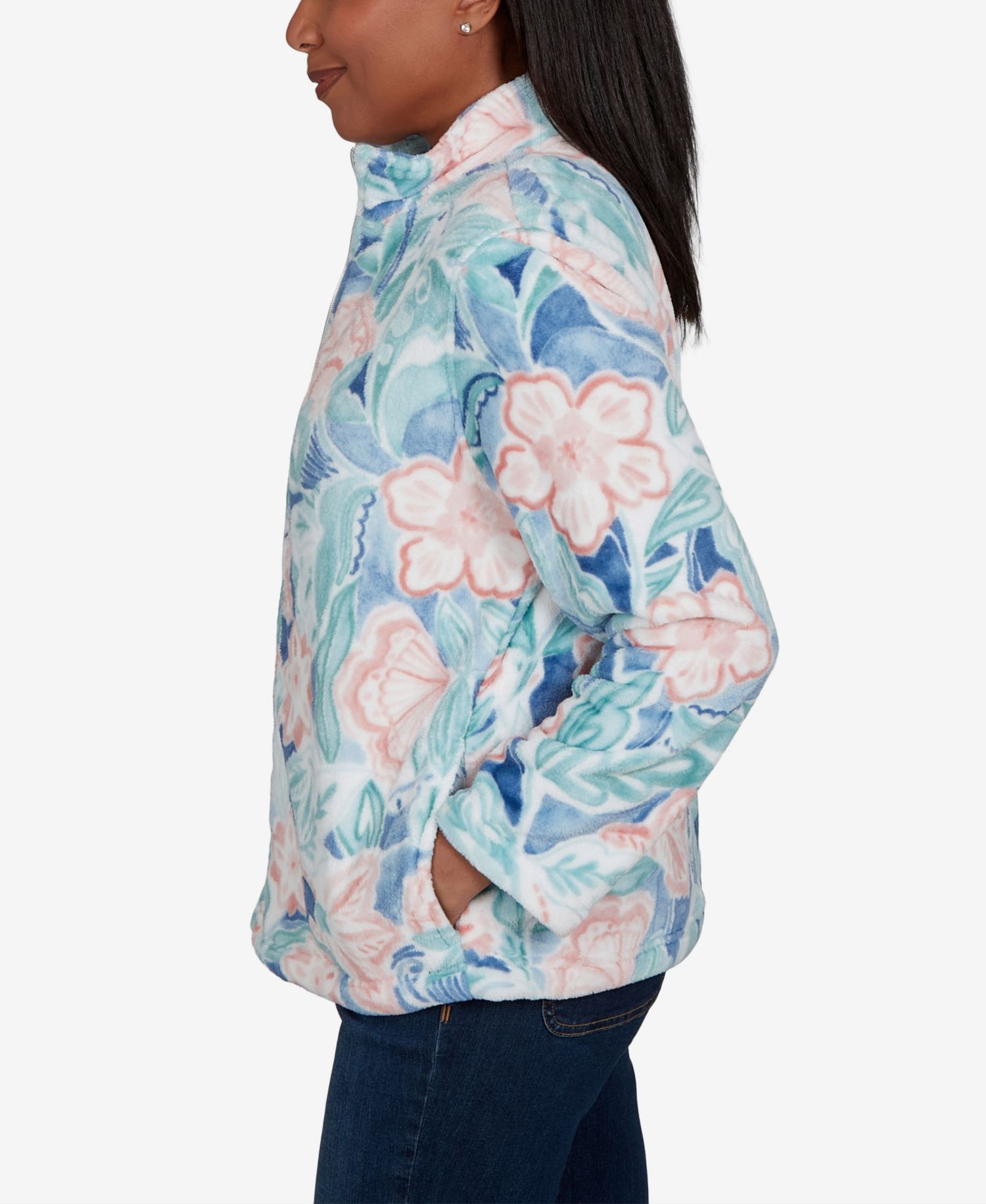 Petite Floral Fleece Jacket