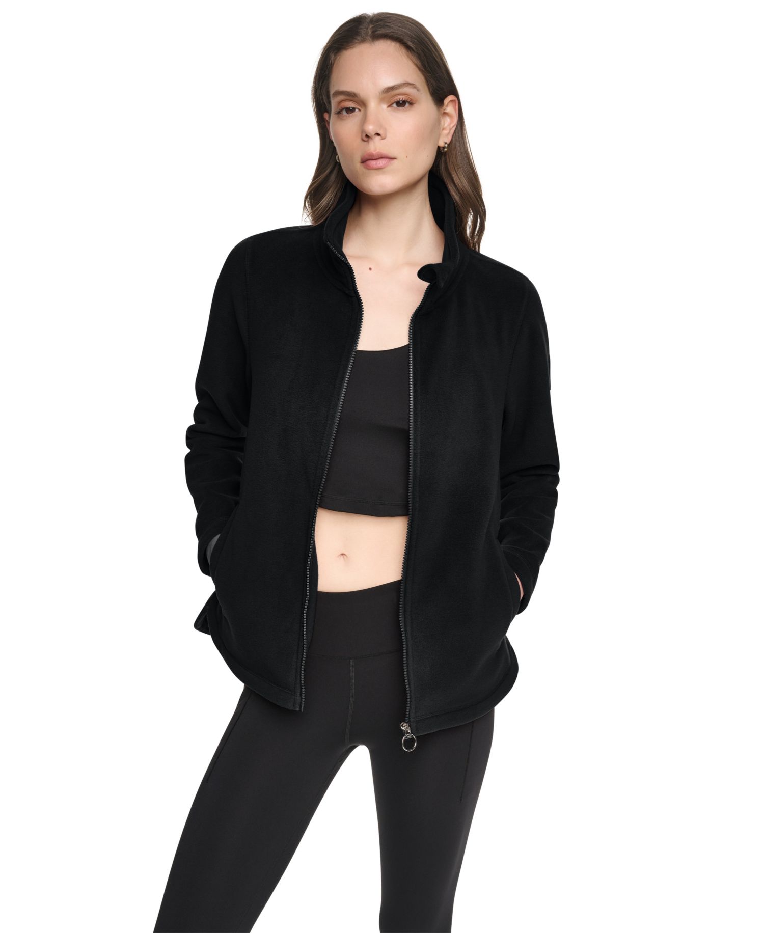 Women's Fleece Curved-Hem Zip-Up Jacket