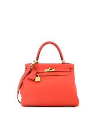 Kelly 25 Handbag Orange Swift with Gold Hardware