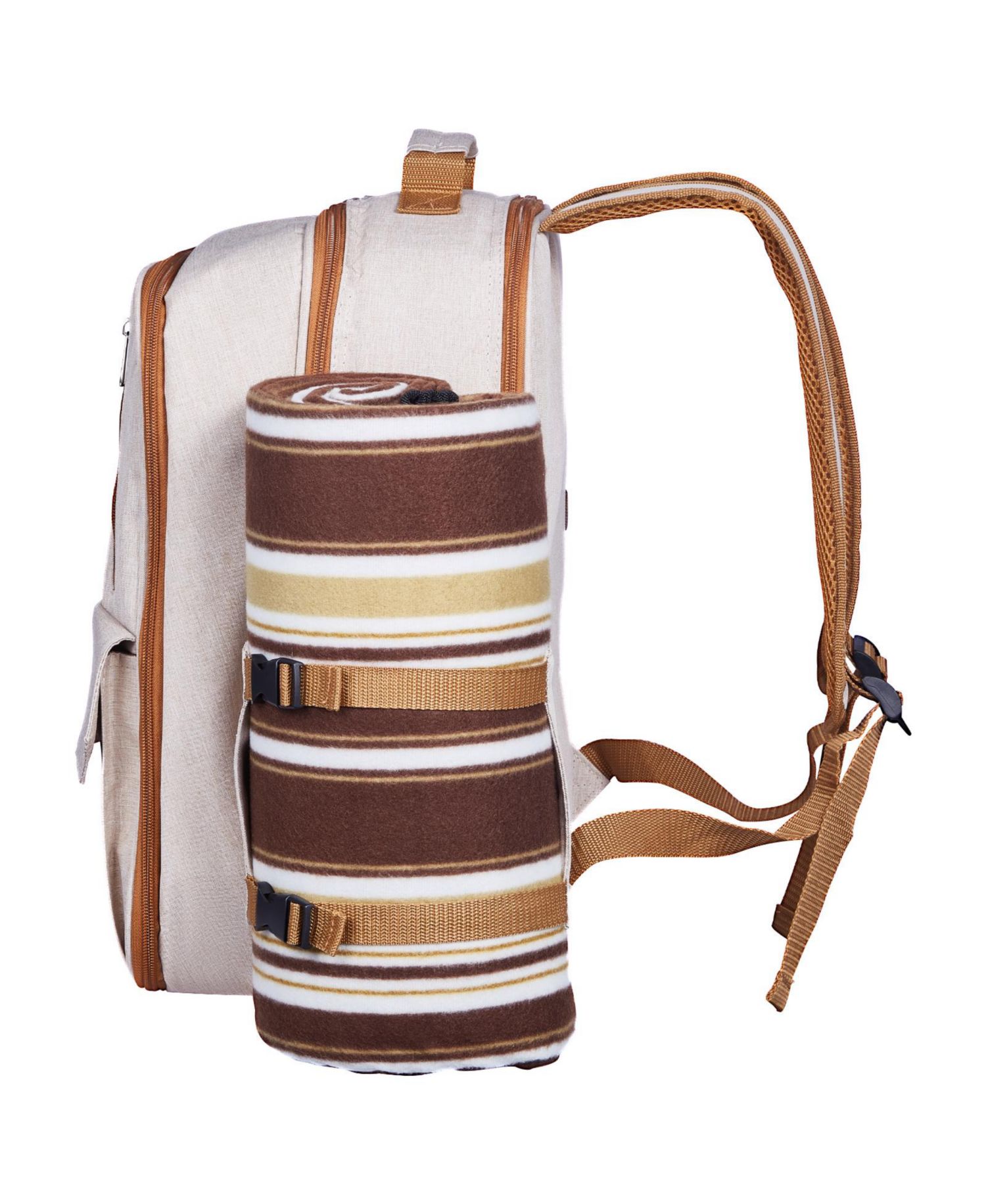 Picnic Backpack for 4 with Insulated Cooler, Blanket, Plates and Cutlery Set, 20 L