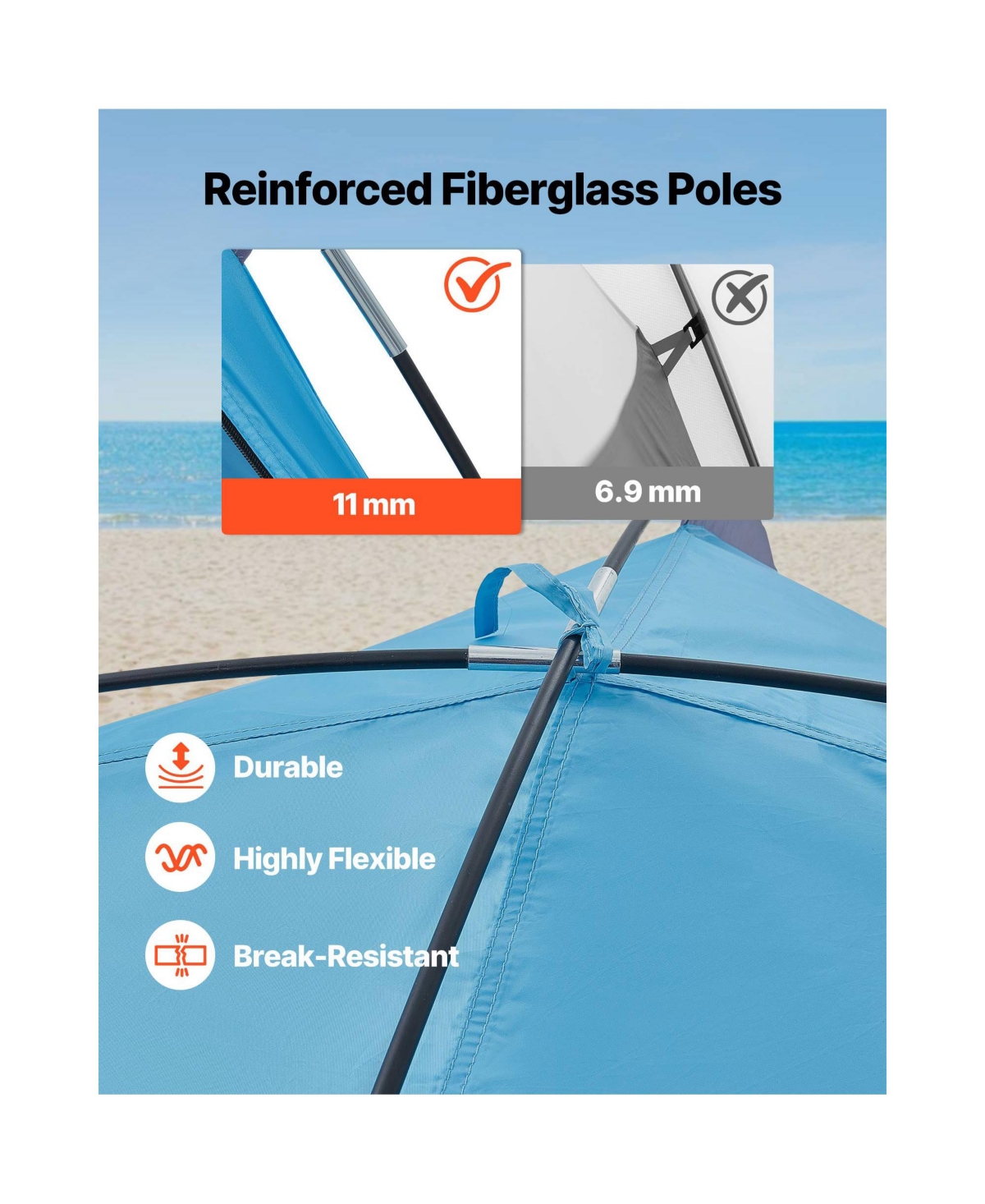 Sevorley 8-Person Beach Tent Sun Shelter with Upf 50+ Canopy and Curtains