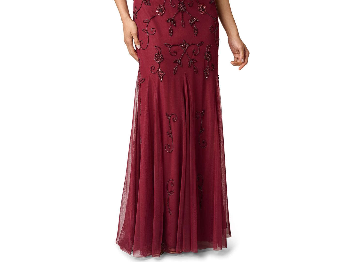 Женские платья Adrianna Papell One-Shoulder Beaded Gown, цвет: Красное дерево — фото 4