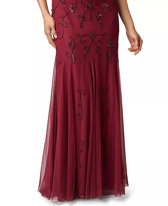 Women's One-Shoulder Beaded Gown - thumbnail 4