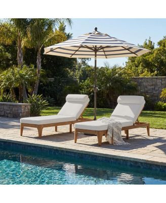 Set of 2 Acacia Wood Outdoor Chaise Lounges, 4-Position Recliner with Cushions