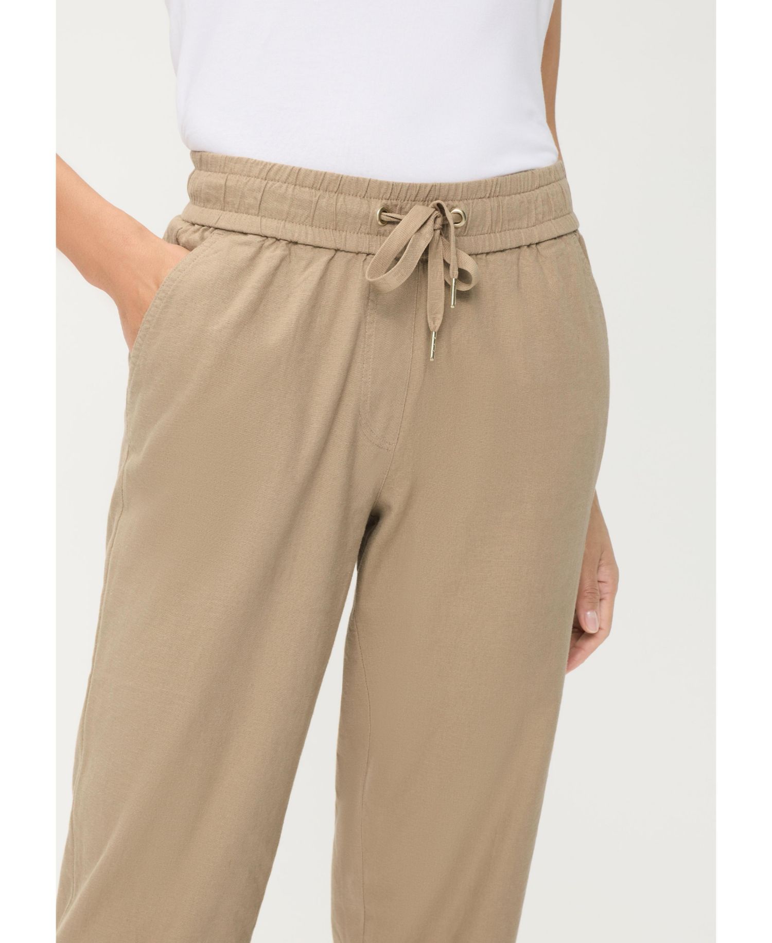Women's Linen-Cotton Drawstring Cropped Pant