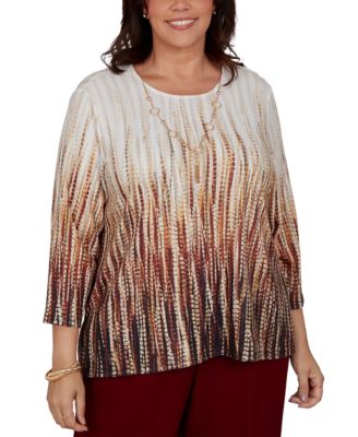 Plus Size Union Square Textured-Ombre 3/4 Sleeve Blouse