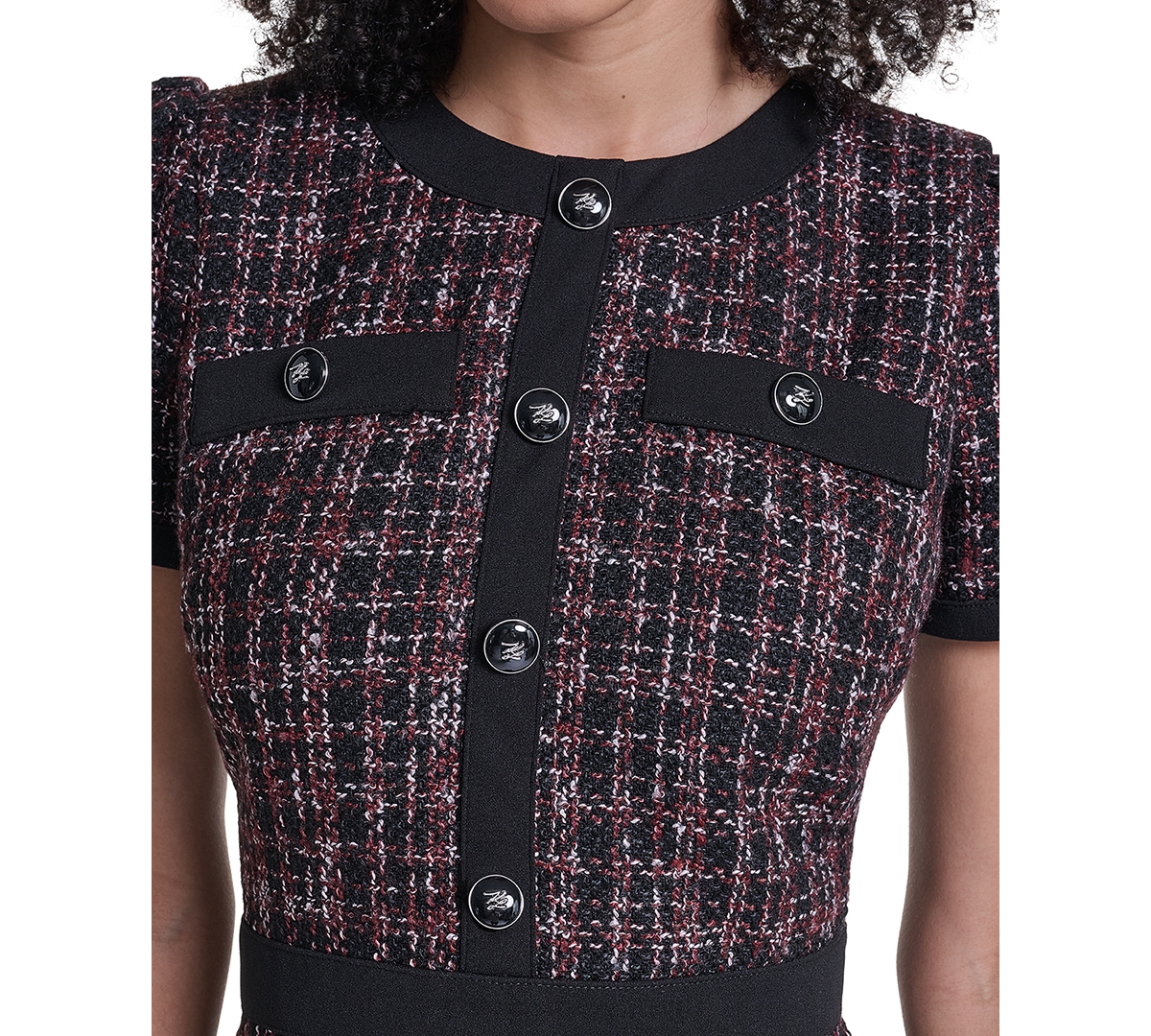Karl Lagerfeld Paris Women's Tweed Sheath With Contrast Trim Dress