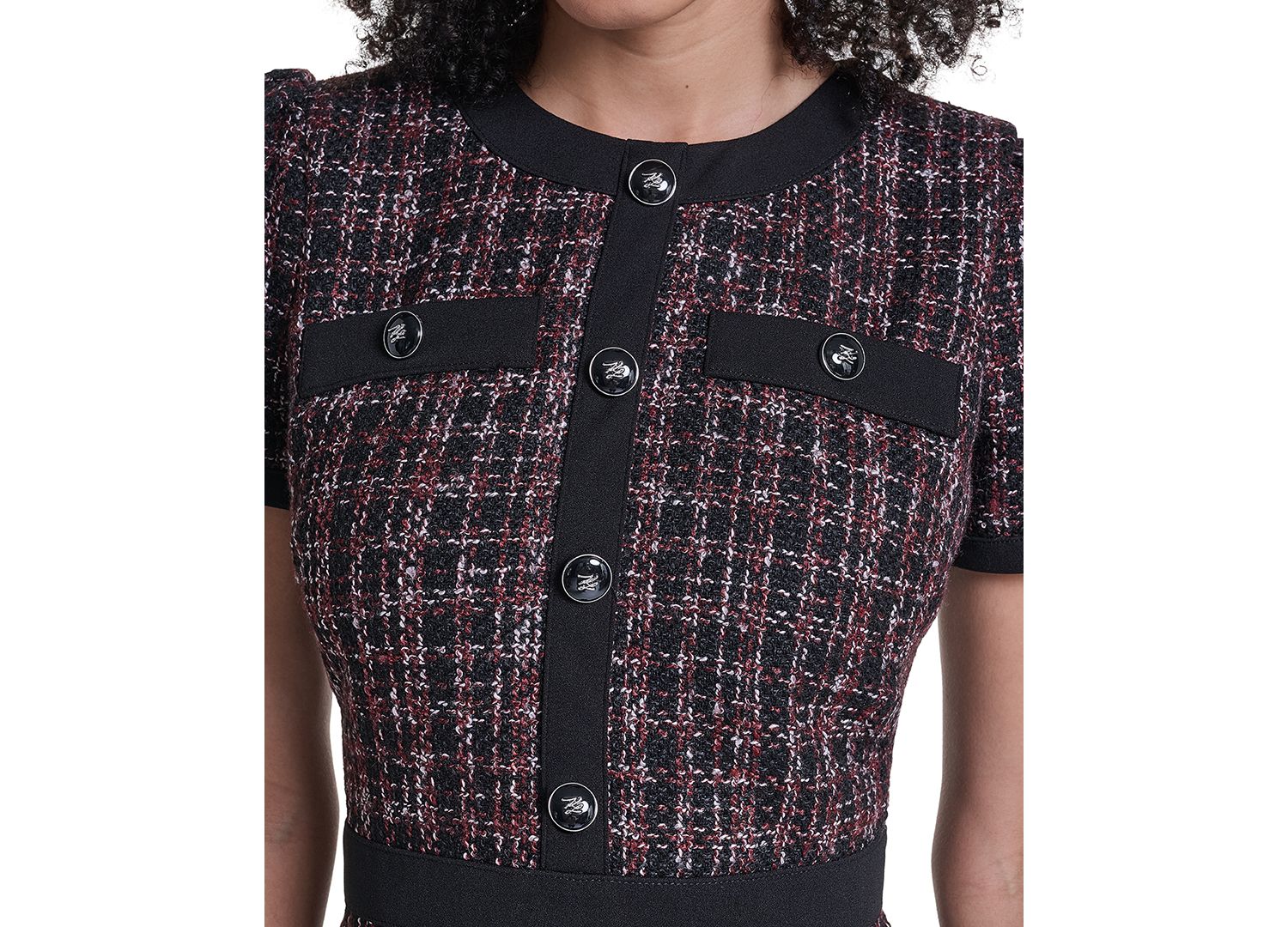 Women's Tweed Contrast-Trim Sheath Dress