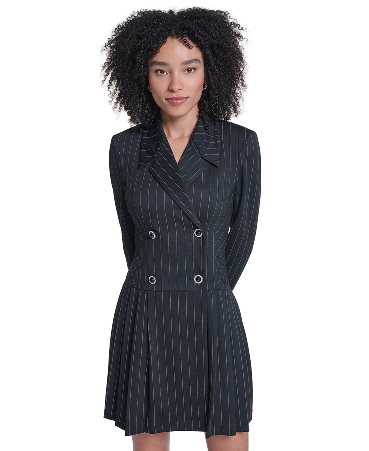 Karl Lagerfeld Paris Women's Pinstripe Pleated Skirt Blazer Dress