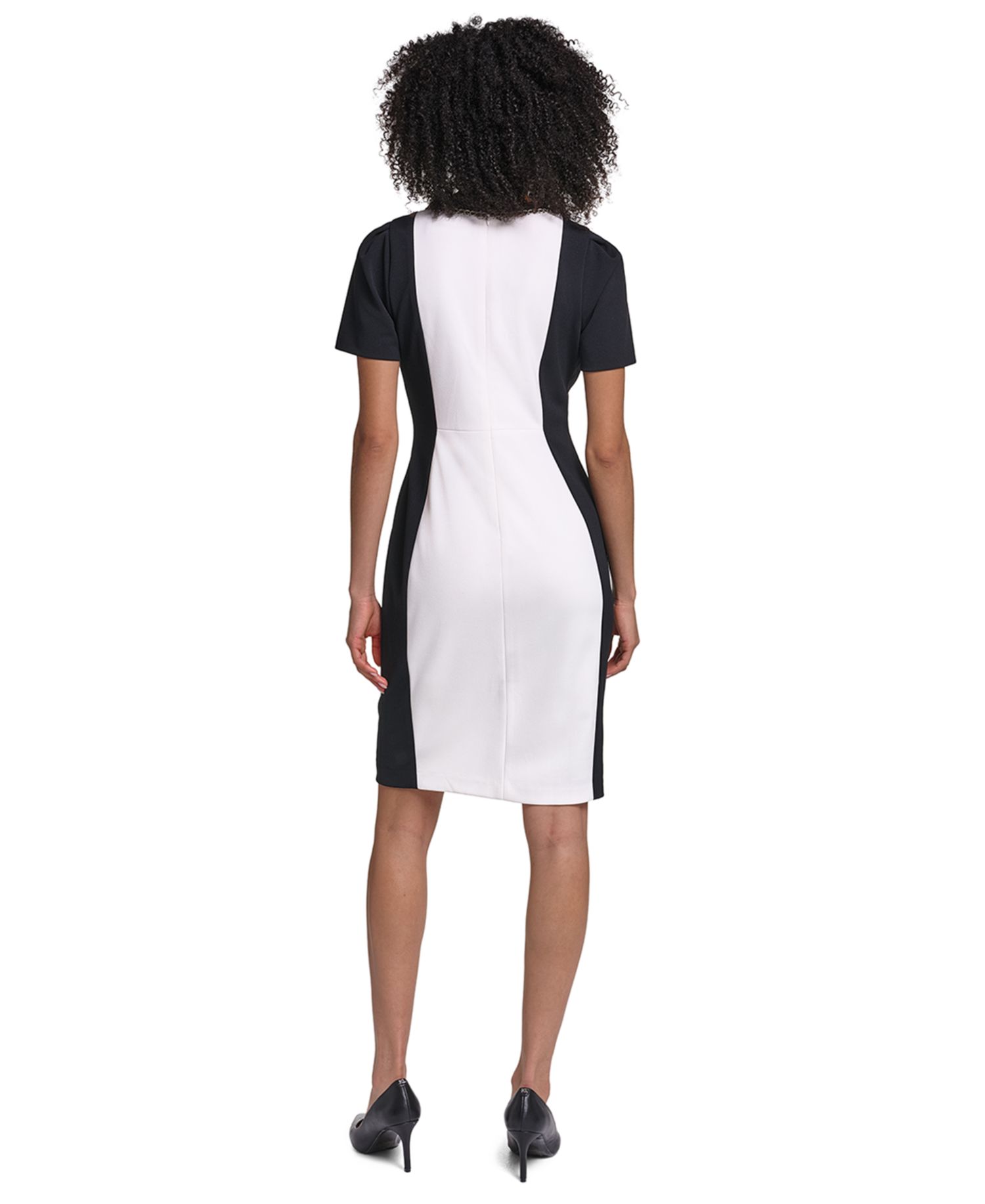 Women's Colorblock Short-Sleeve Sheath Dress