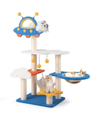 49 Inch Cat Tree with UFO Top Perch Space Capsule and Sisal Scratching Posts